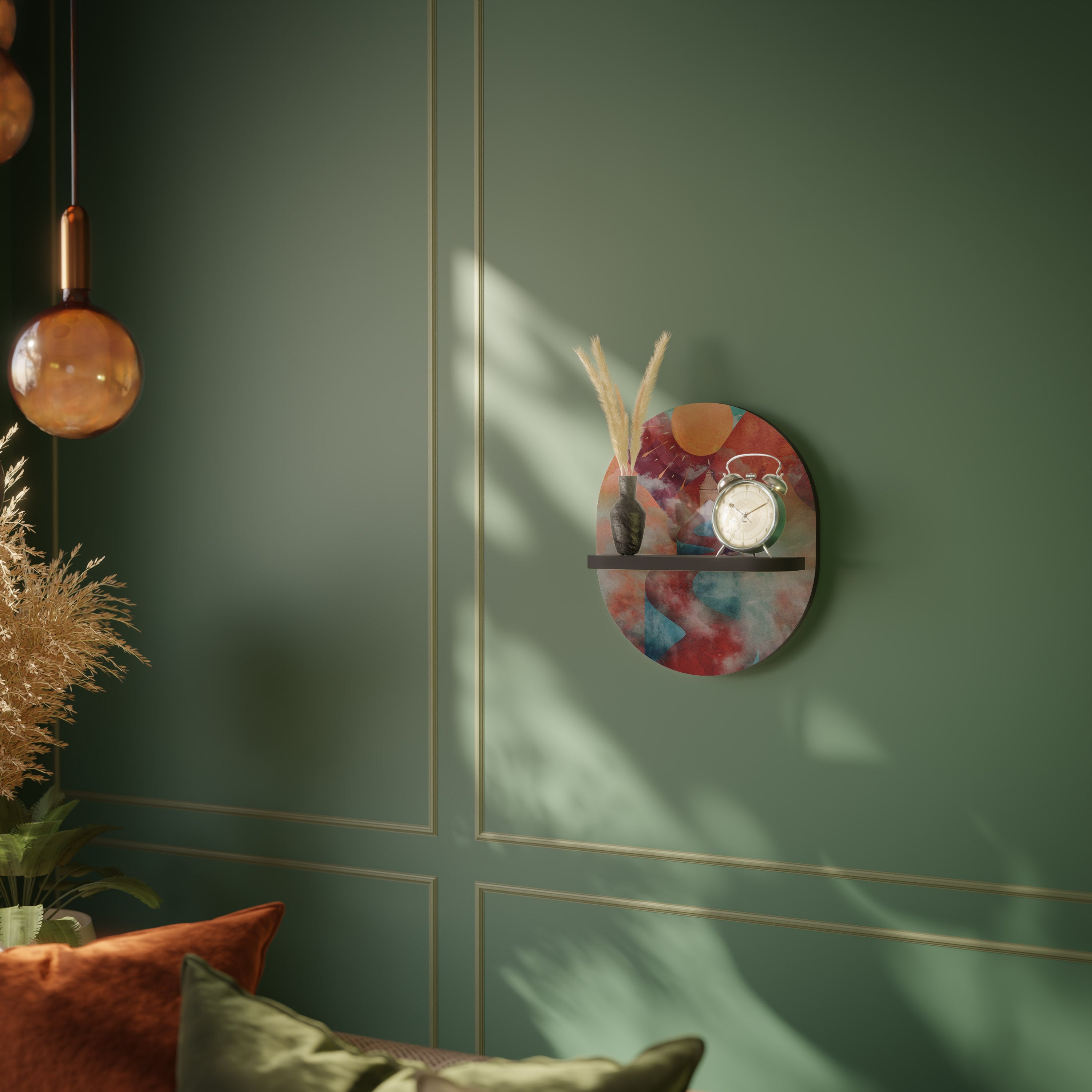 THE DEER MOUNTAIN Oval Art Shelf In Black Finish