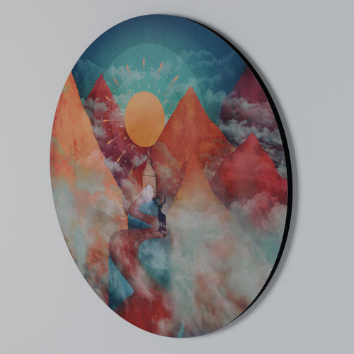 THE DEER MOUNTAIN Round Wall Art