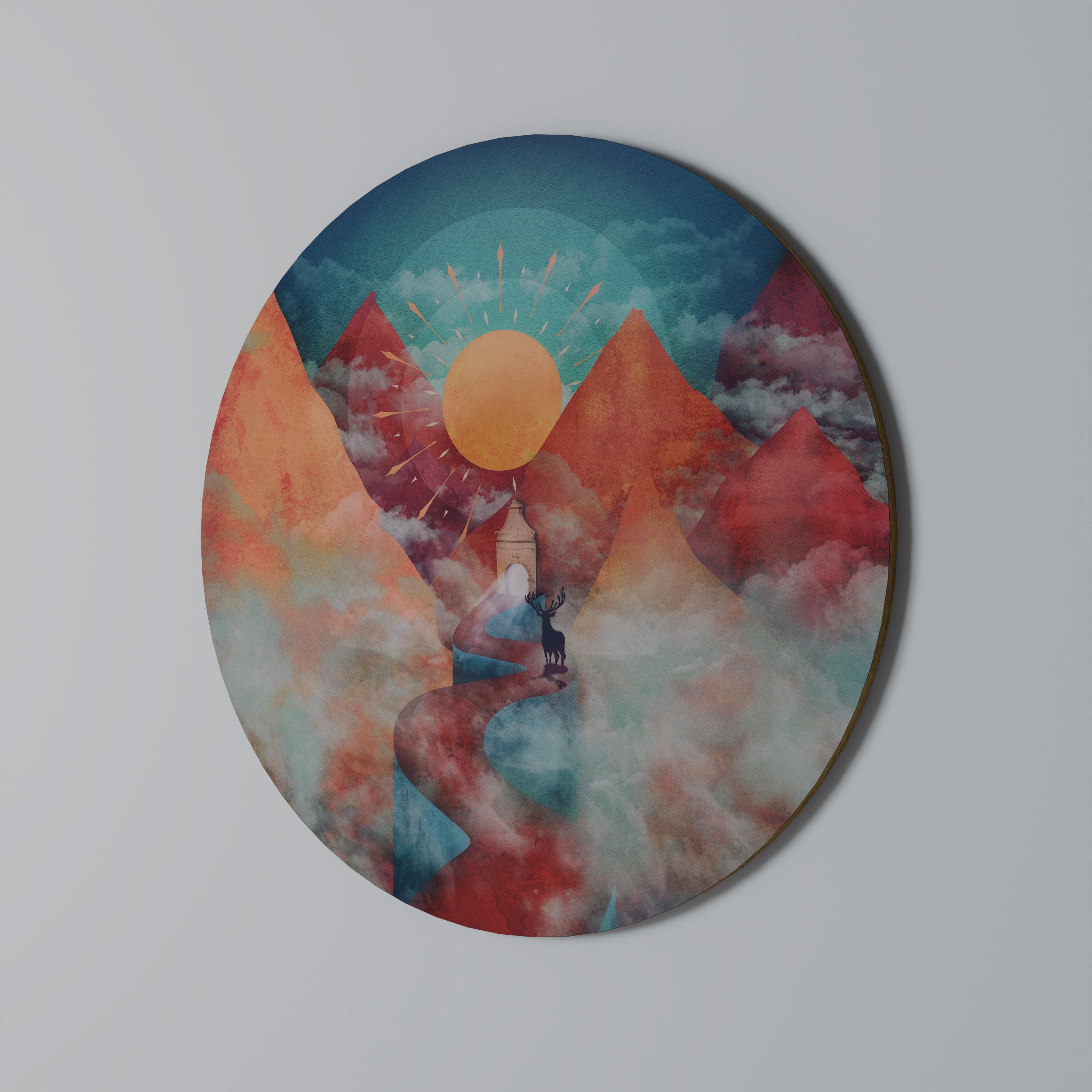 THE DEER MOUNTAIN Round Wall Art