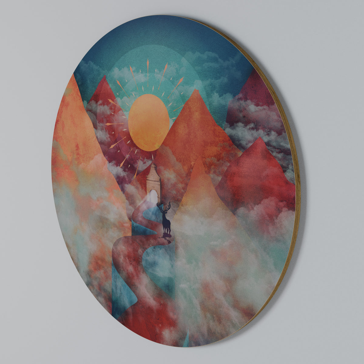 THE DEER MOUNTAIN Arte de pared redondo