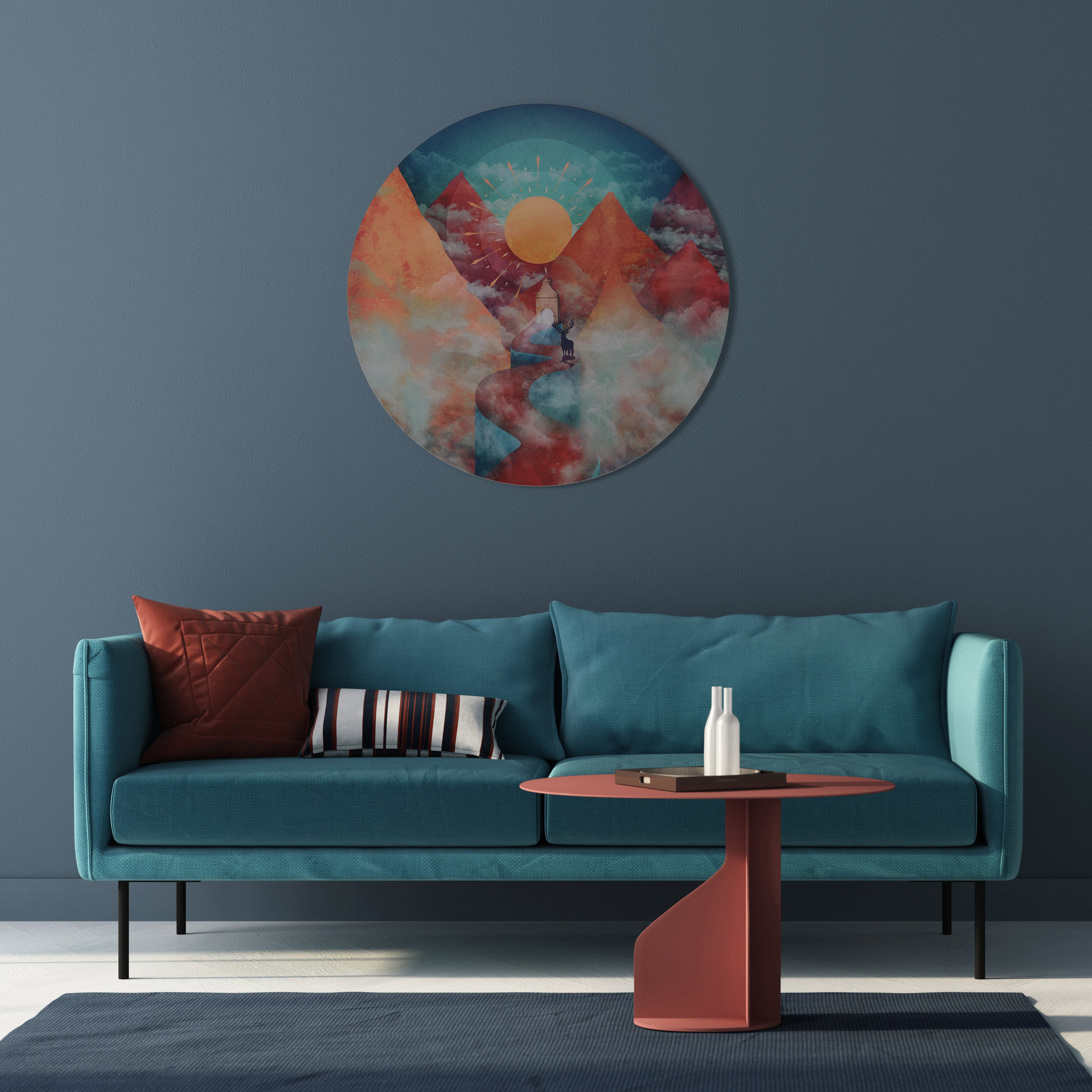 THE DEER MOUNTAIN Round Wall Art