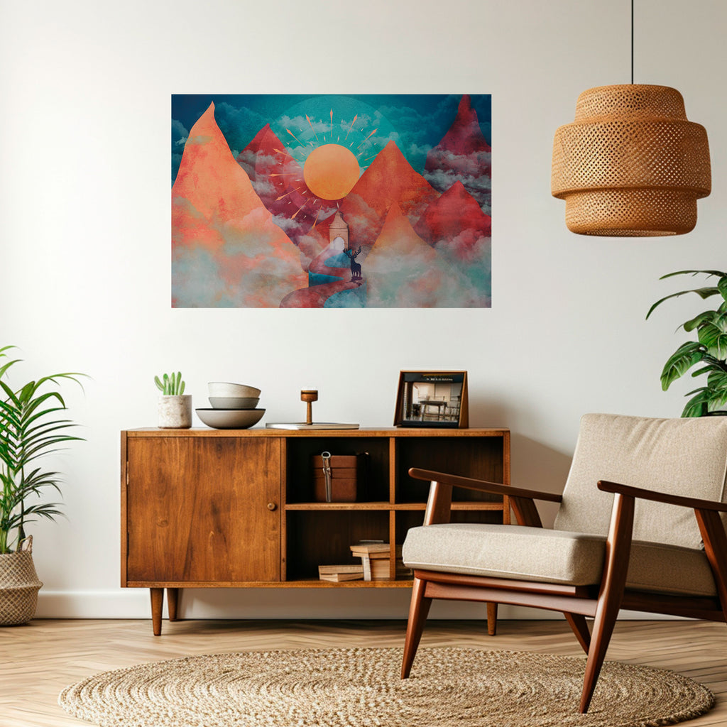 Póster horizontal autoadhesivo LA MONTAÑA DE LOS CIERVOS