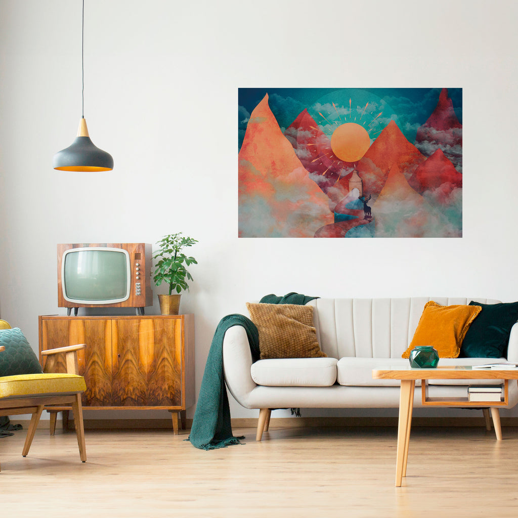 Póster horizontal autoadhesivo LA MONTAÑA DE LOS CIERVOS