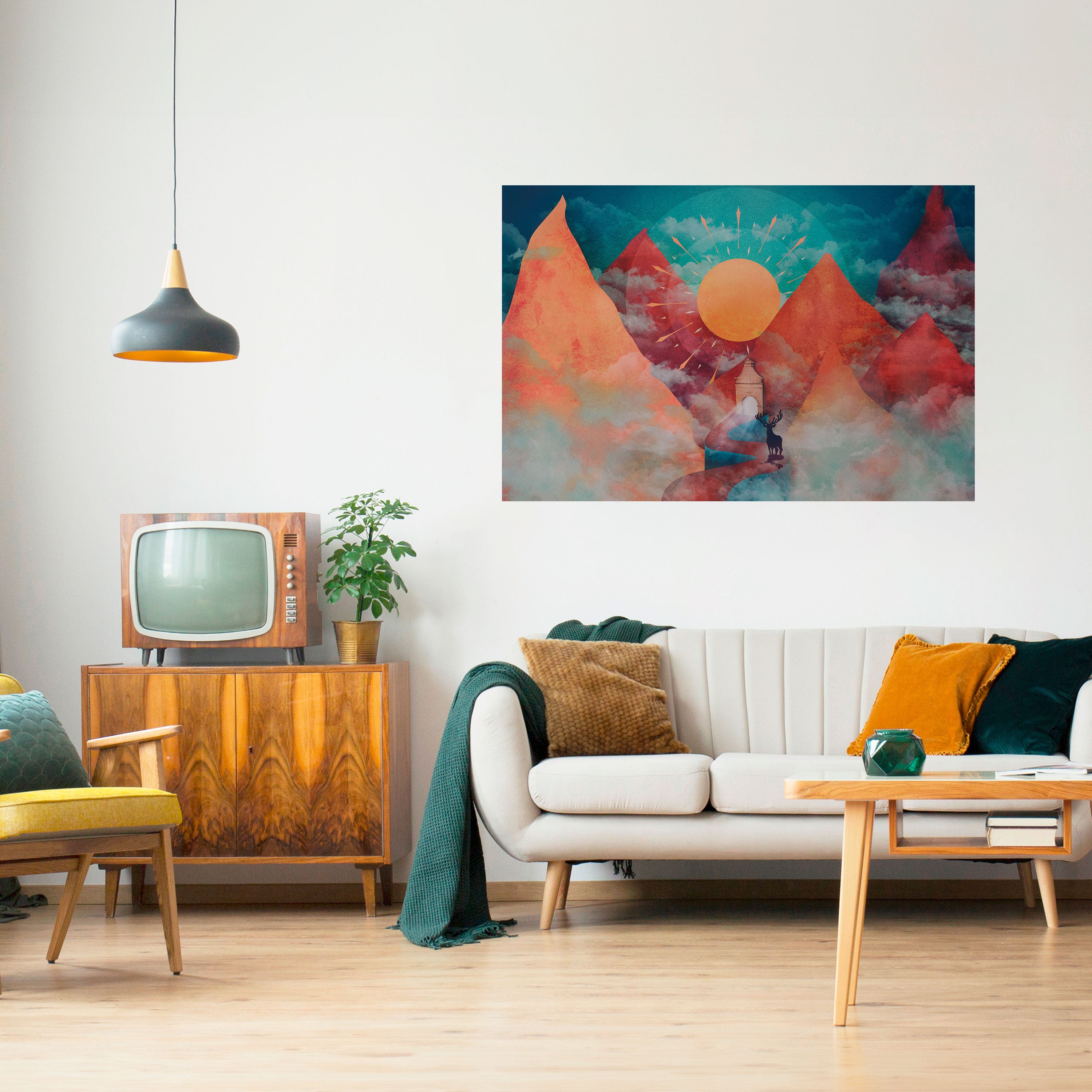 Póster horizontal autoadhesivo LA MONTAÑA DE LOS CIERVOS