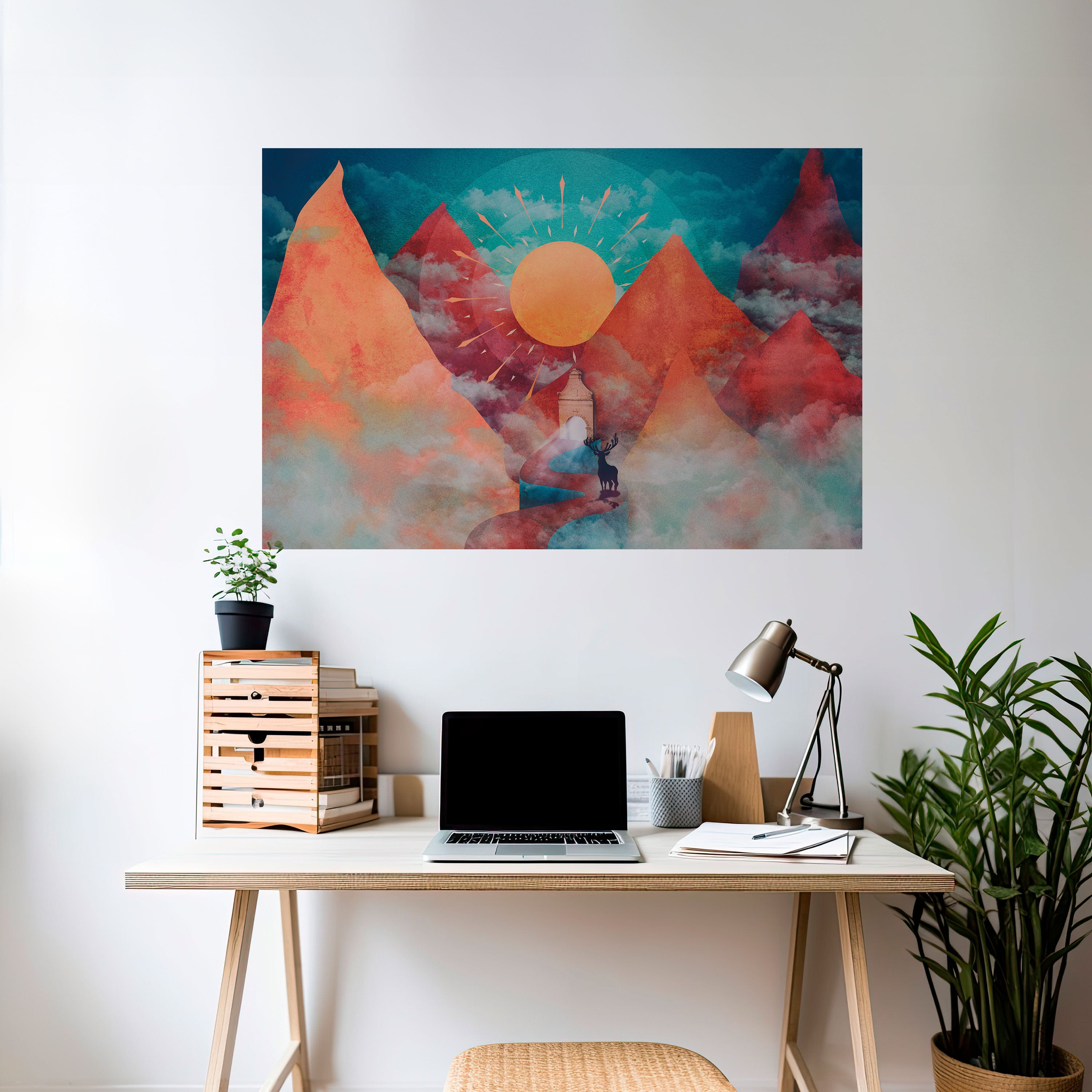 Póster horizontal autoadhesivo LA MONTAÑA DE LOS CIERVOS