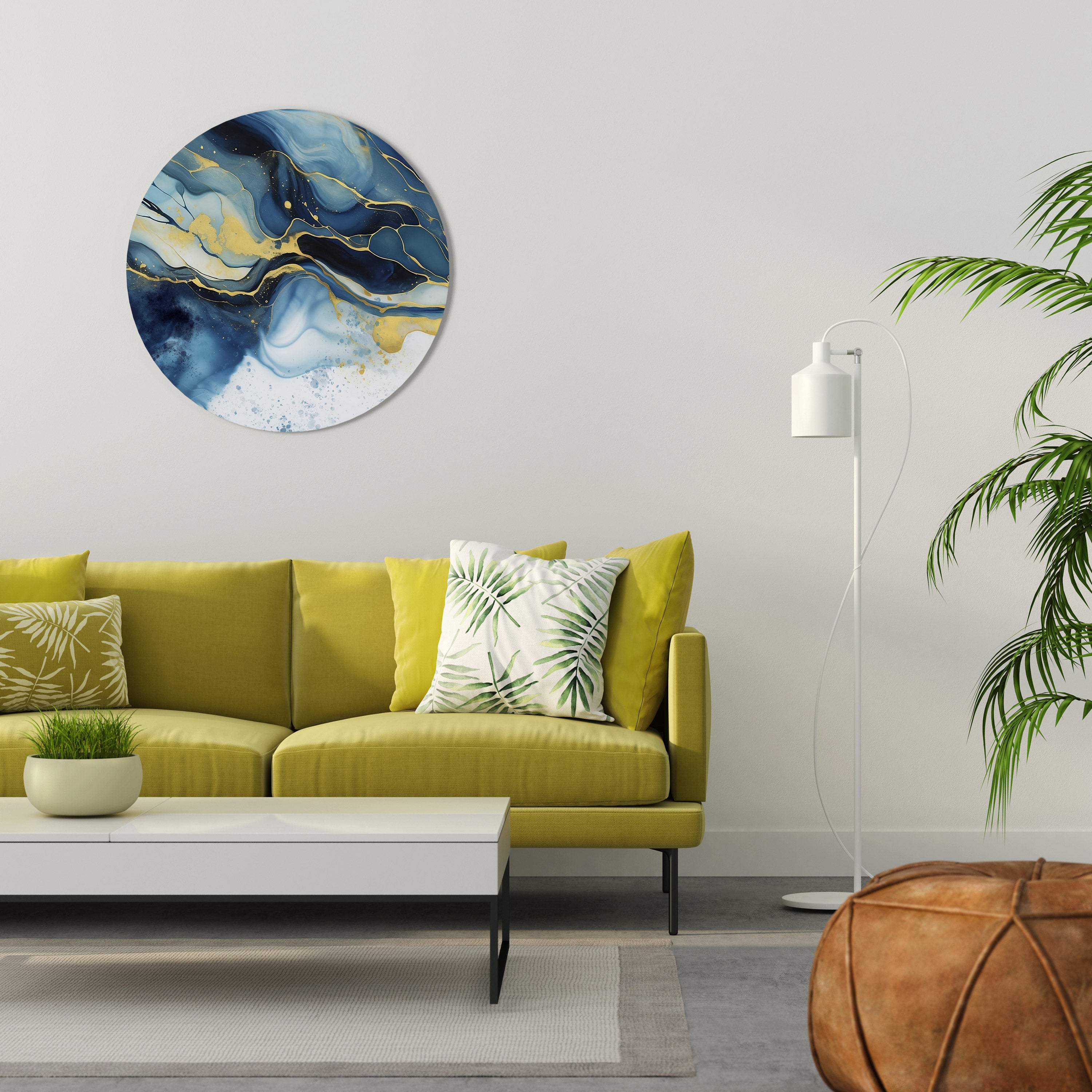INKY MARBLE Round Wall Art