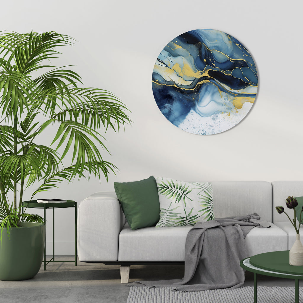 INKY MARBLE Round Wall Art