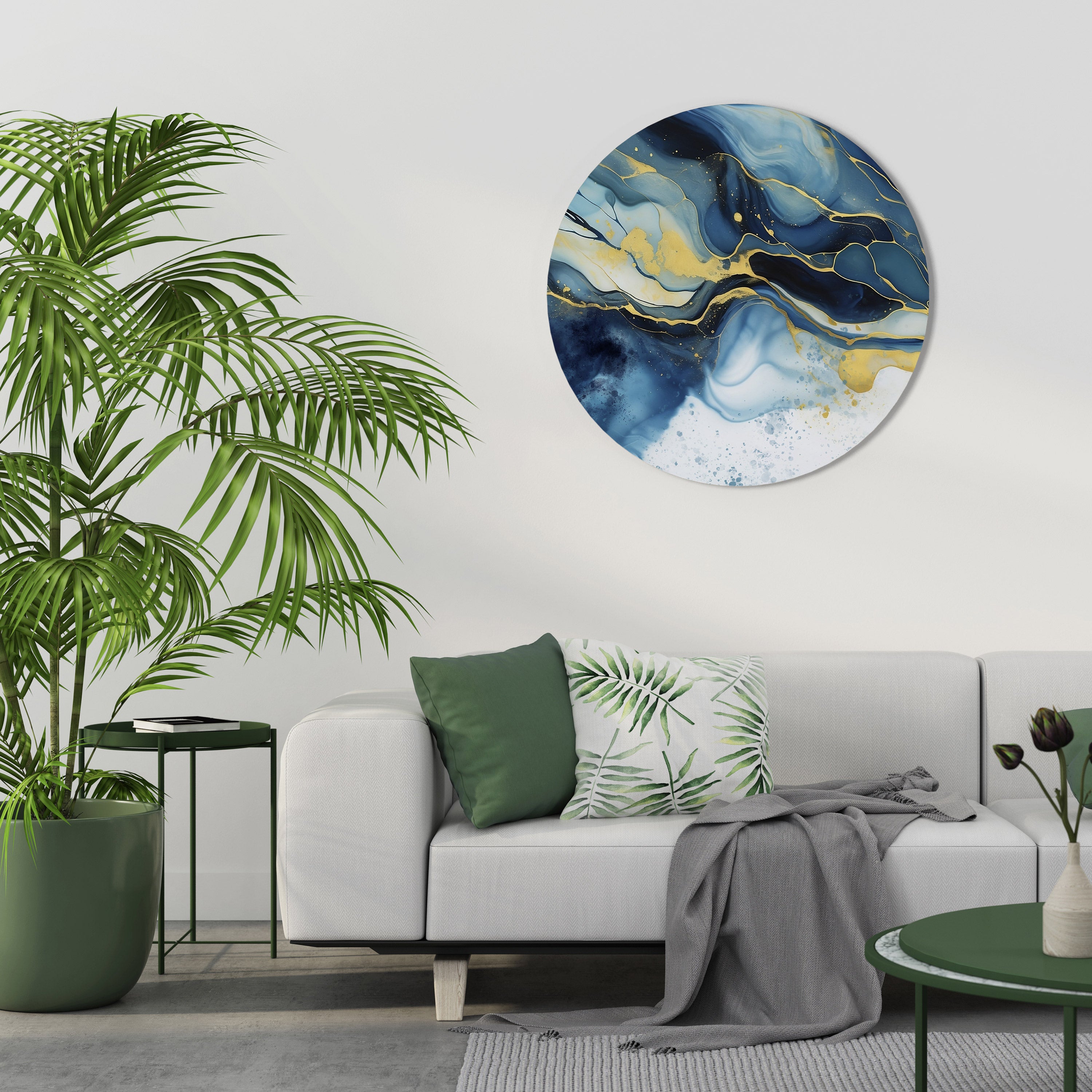 INKY MARBLE Round Wall Art