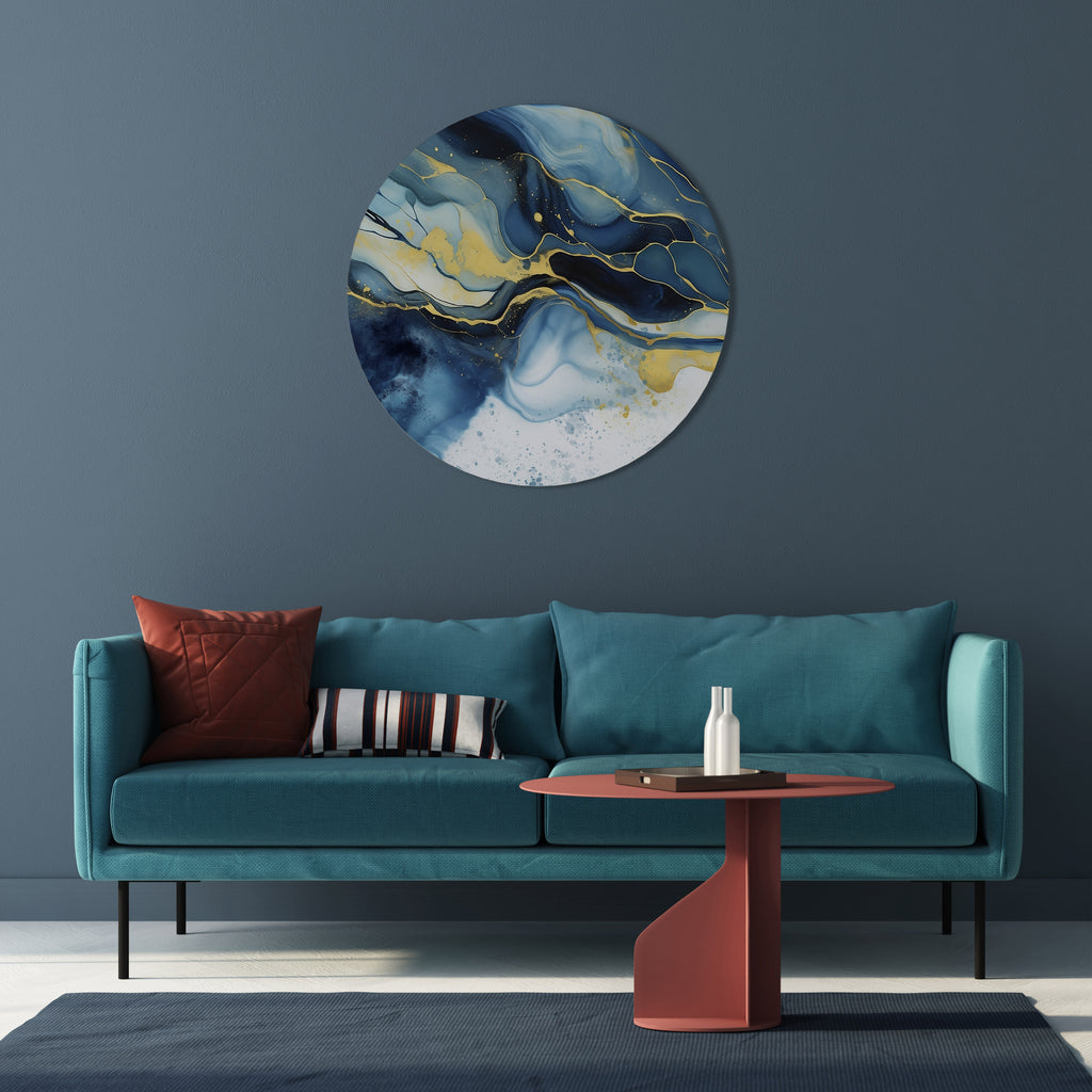 INKY MARBLE Round Wall Art