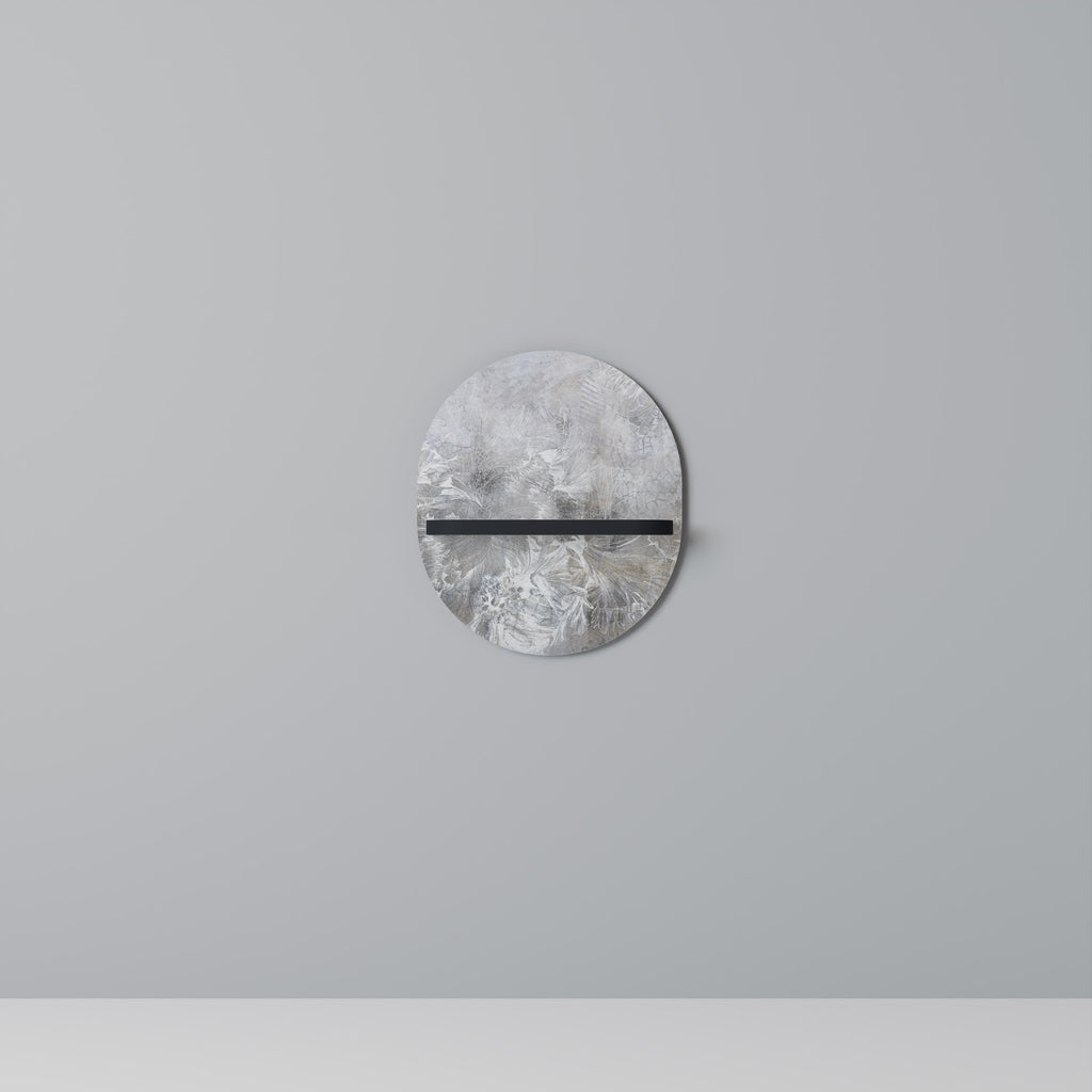 WHITE WHISPER Oval Art Shelf In Black Finish