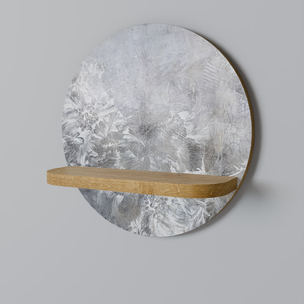WHITE WHISPER Round Art Shelf In Oak Effect