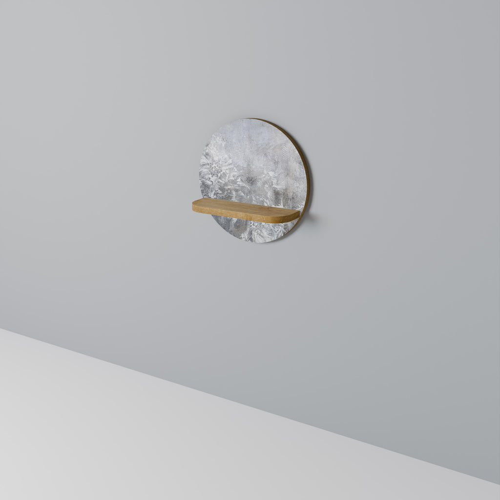WHITE WHISPER Round Art Shelf In Oak Effect