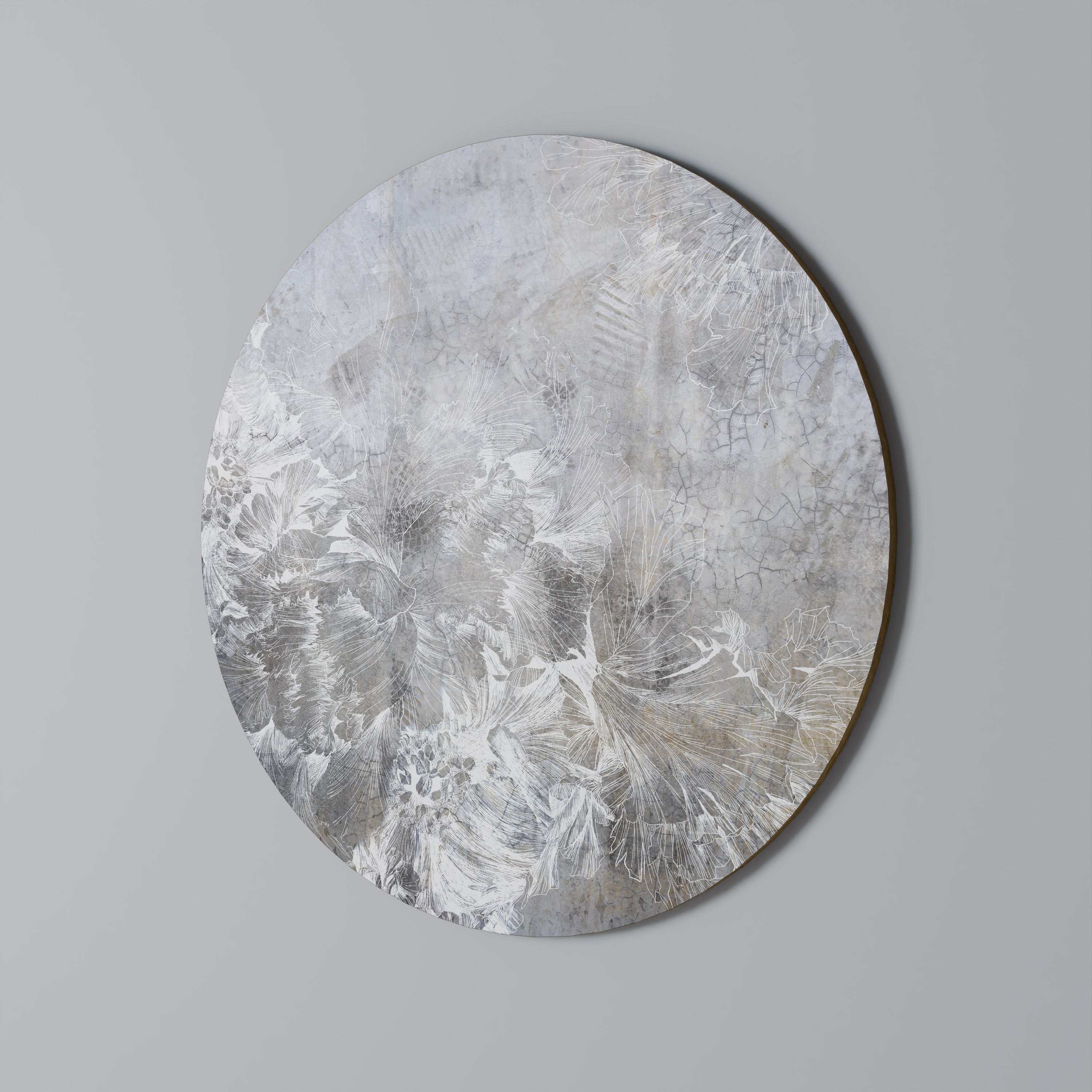 WHITE WHISPER Round Wall Art