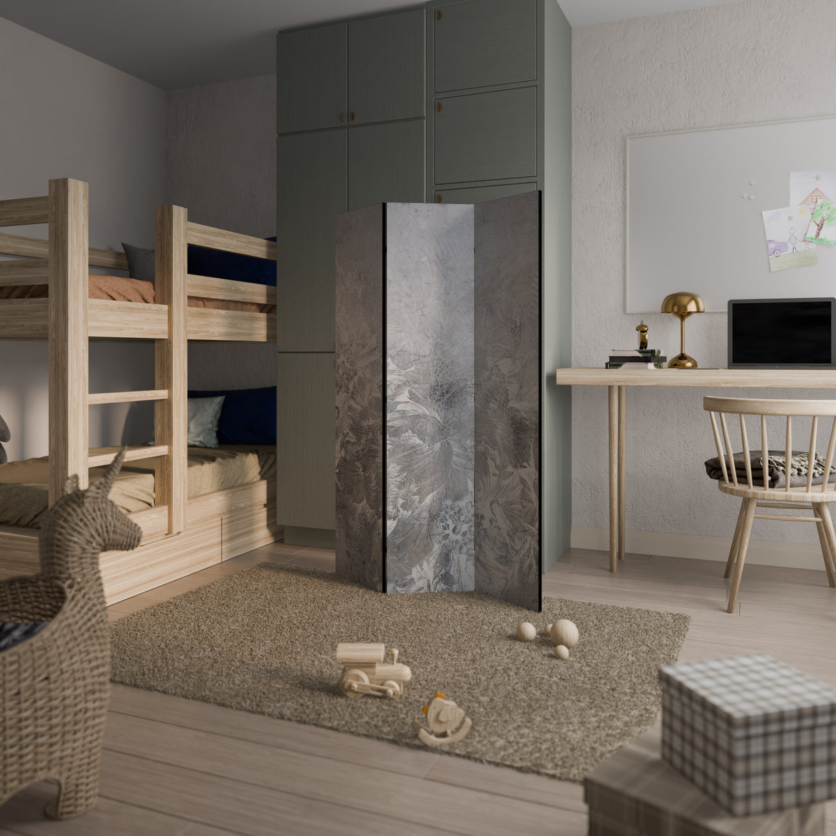 WHITE WHISPER Biombo de 3 paneles