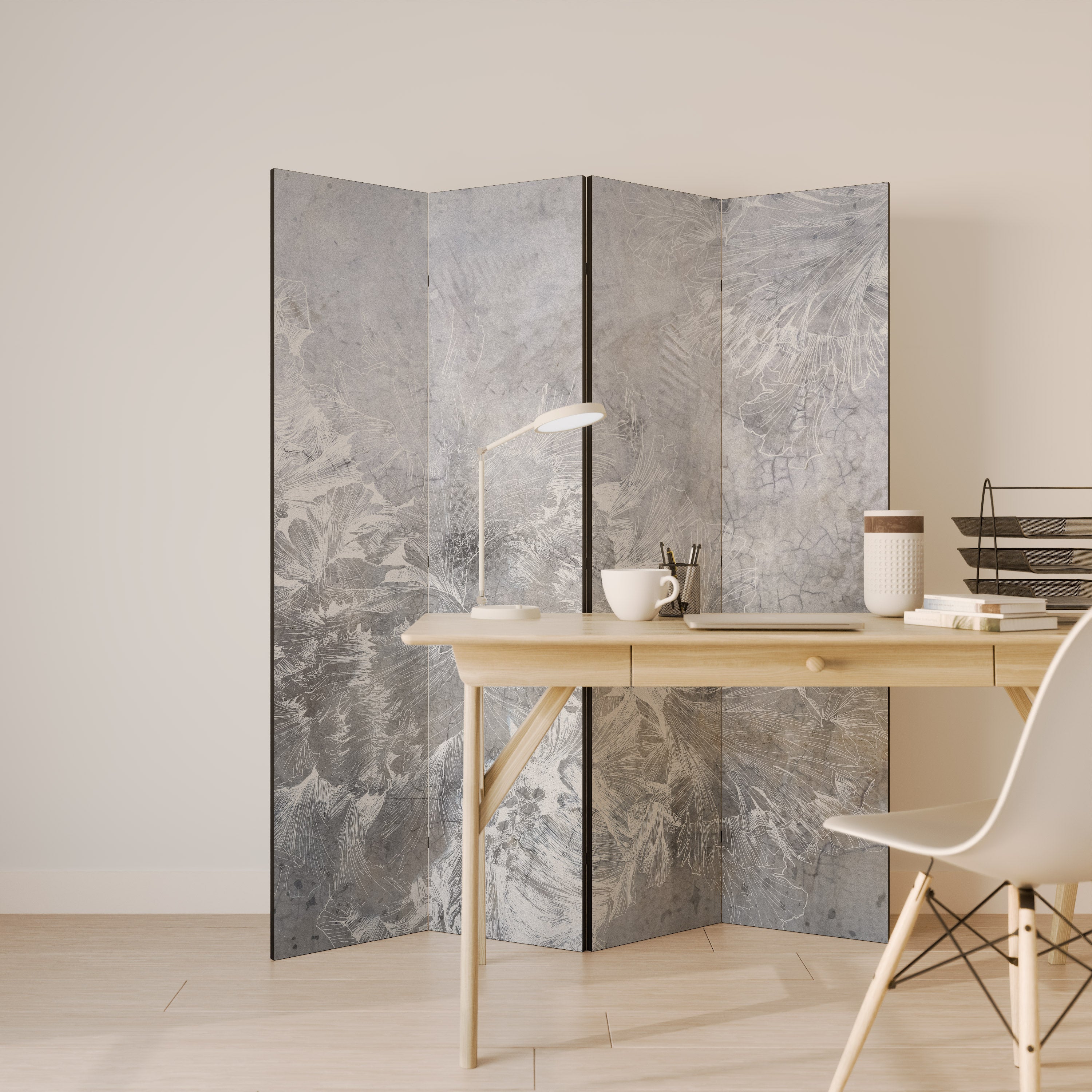 WHITE WHISPER 4-Panel Room Divider