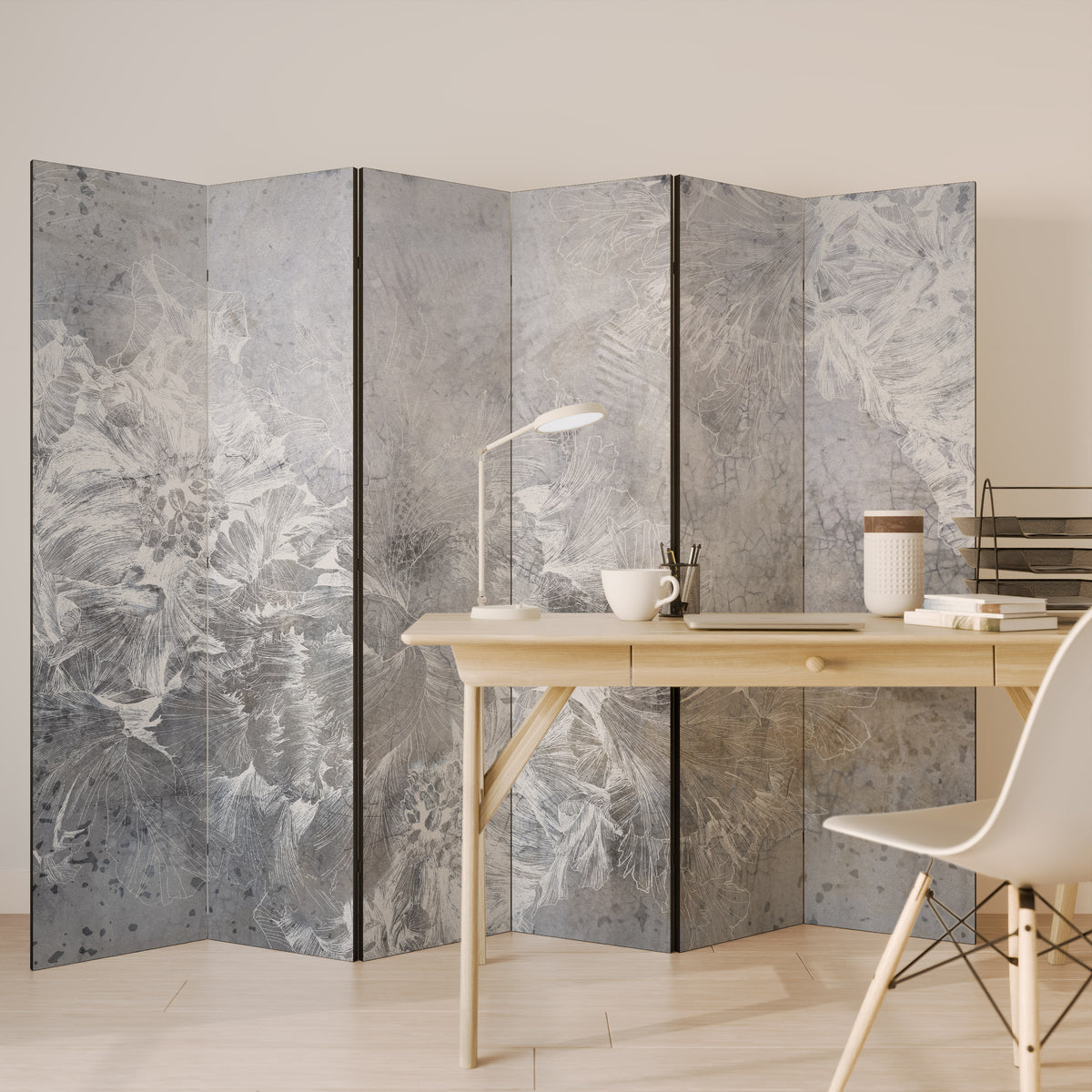 WHITE WHISPER Biombo de 6 paneles