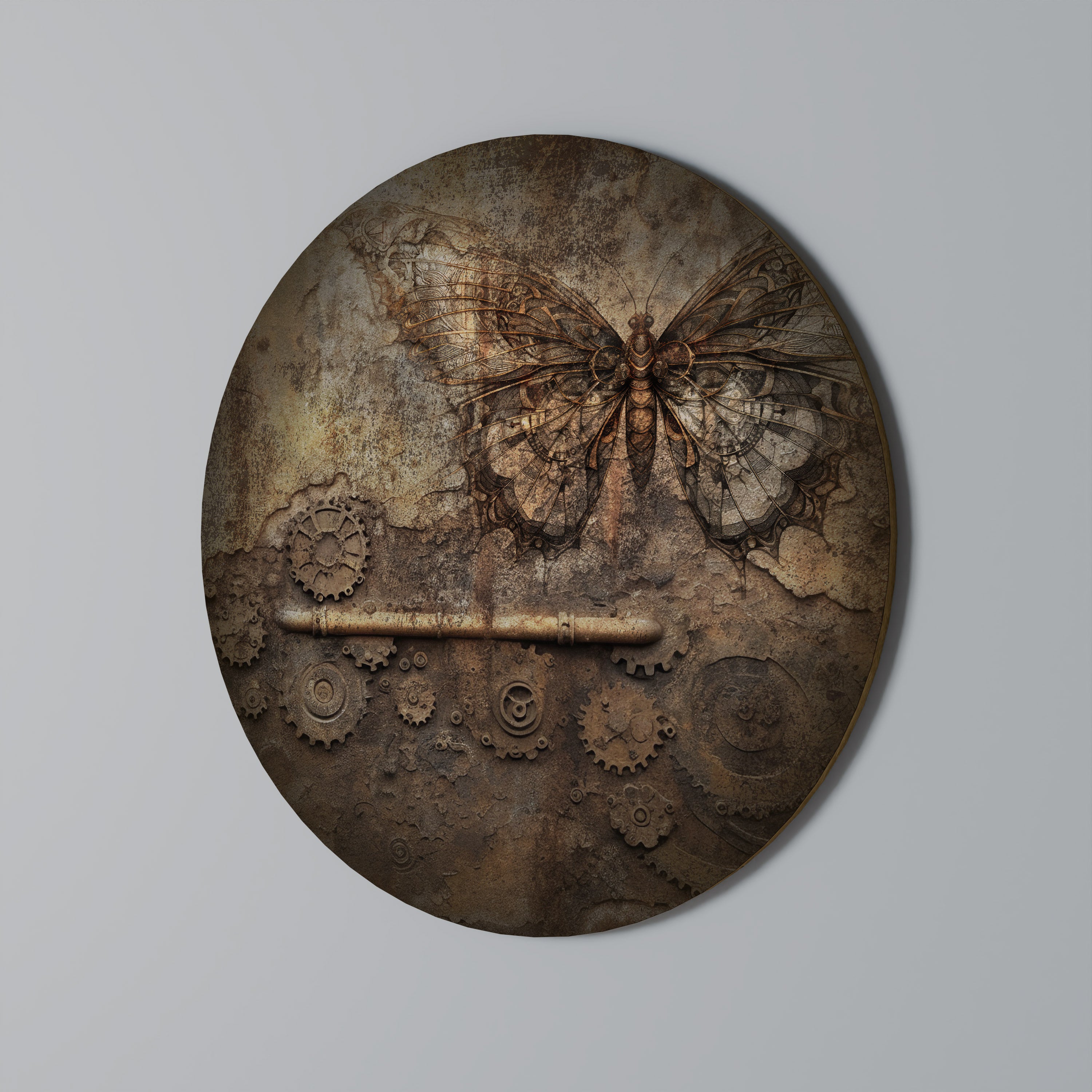 MECHANICAL BUTTERFLY Round Wall Art
