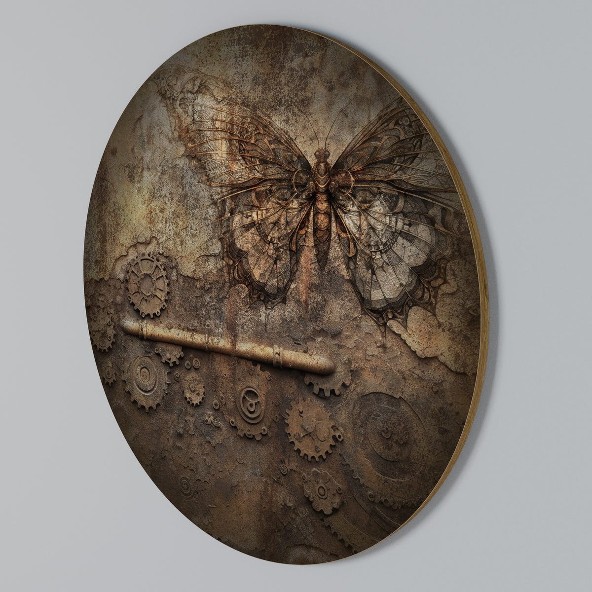 MECHANICAL BUTTERFLY Arte de pared redondo