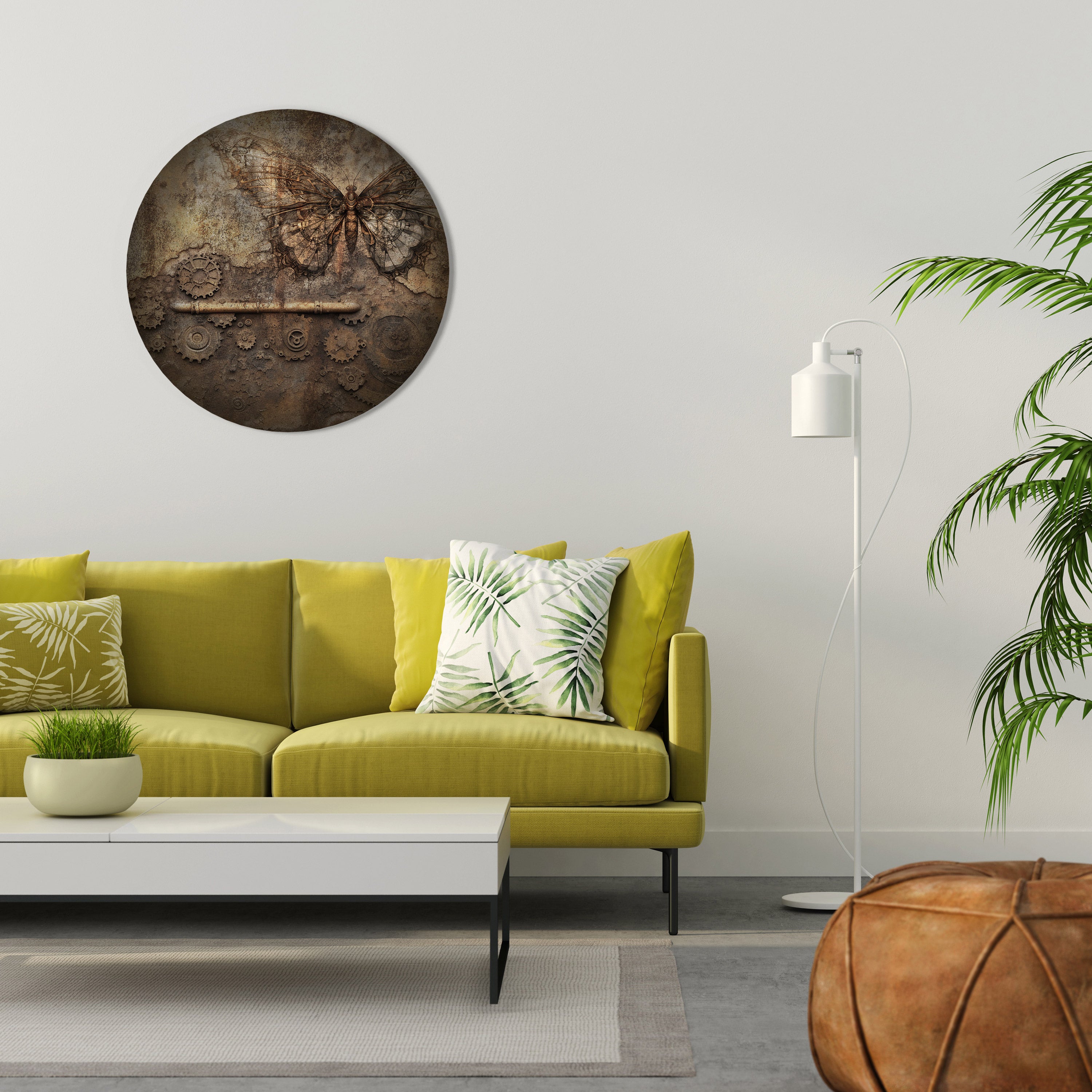 MECHANICAL BUTTERFLY Round Wall Art