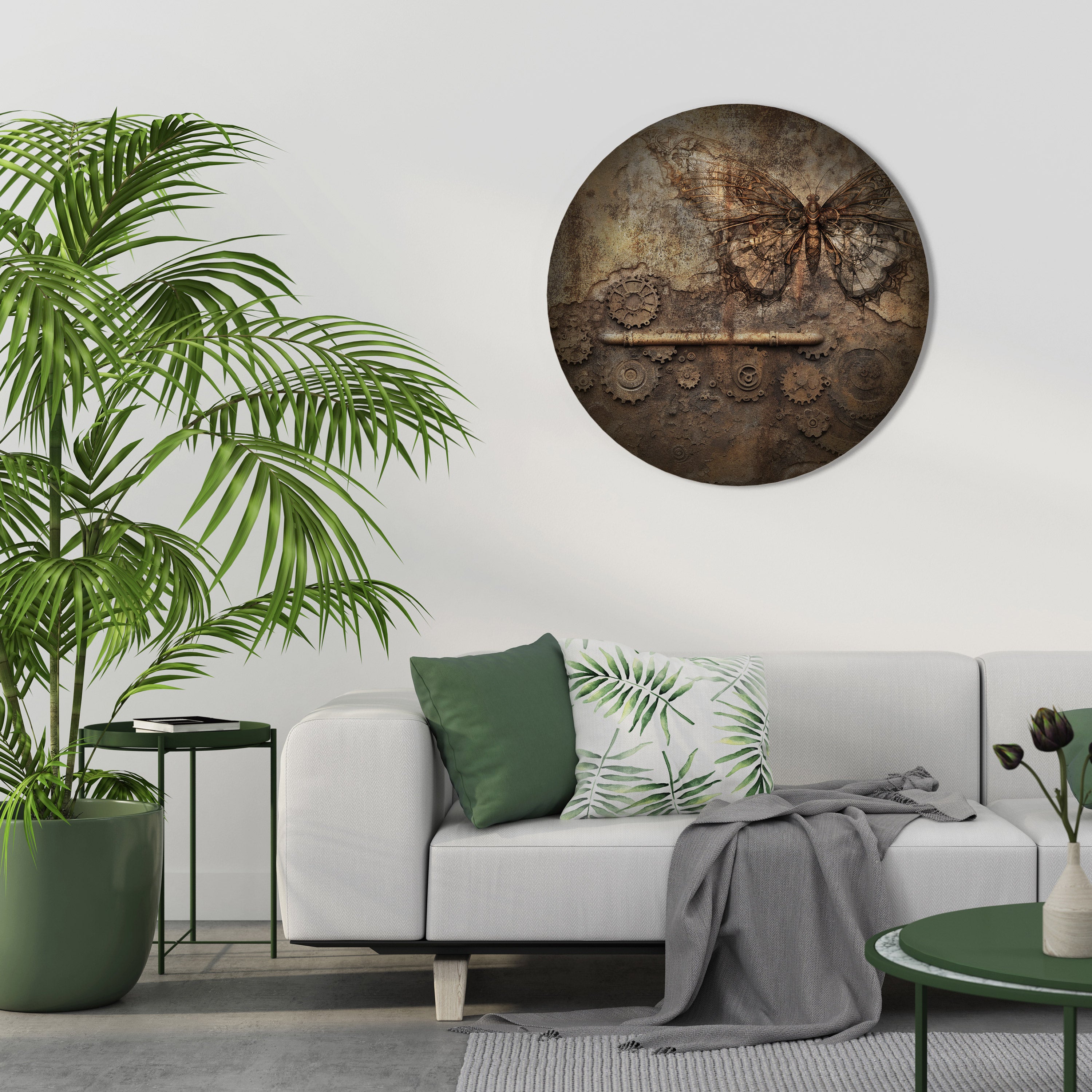 MECHANICAL BUTTERFLY Round Wall Art