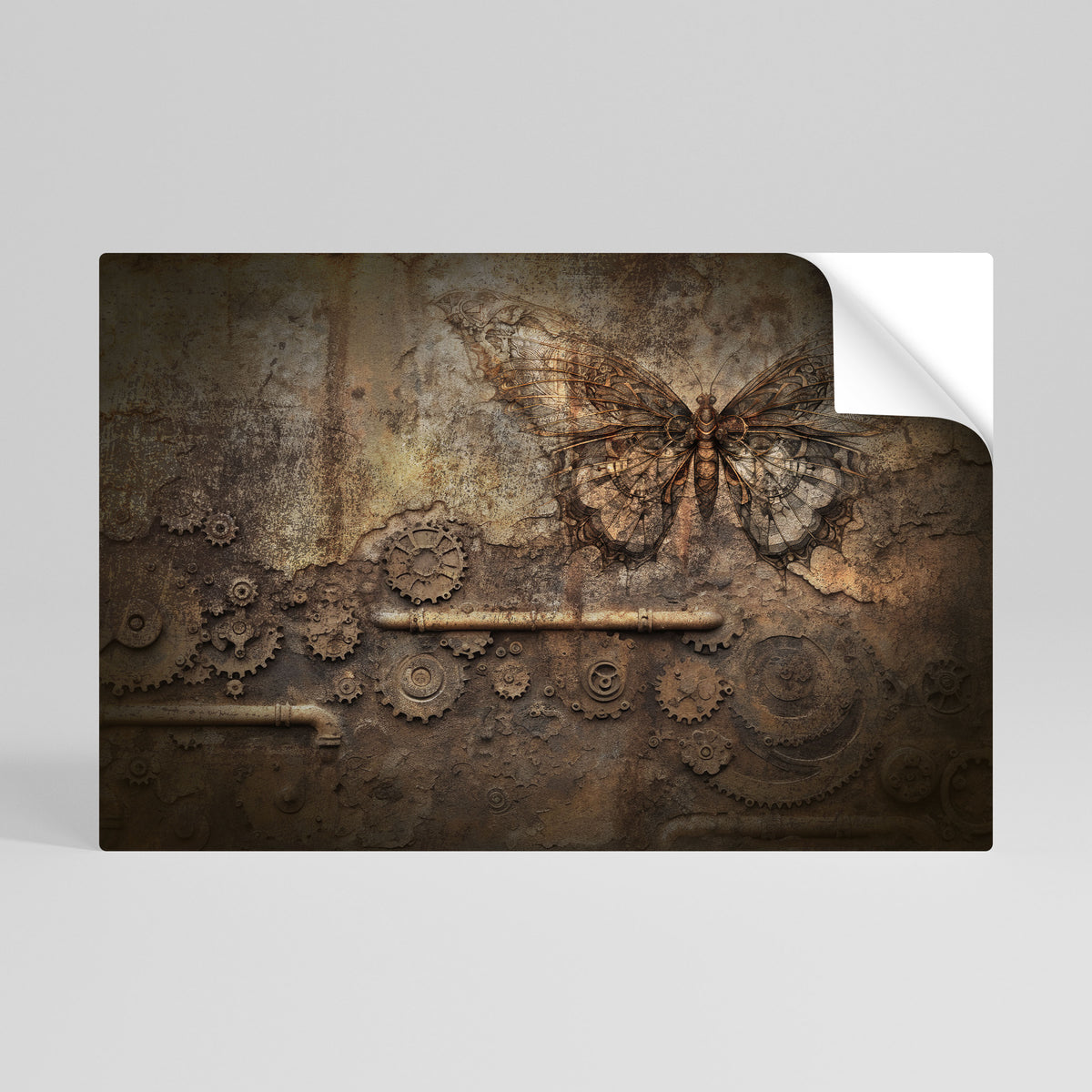 MECHANICAL BUTTERFLY Póster adhesivo horizontal