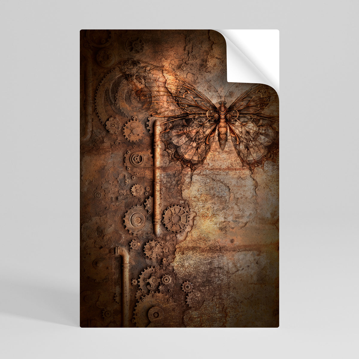 MECHANICAL BUTTERFLY Póster adhesivo vertical