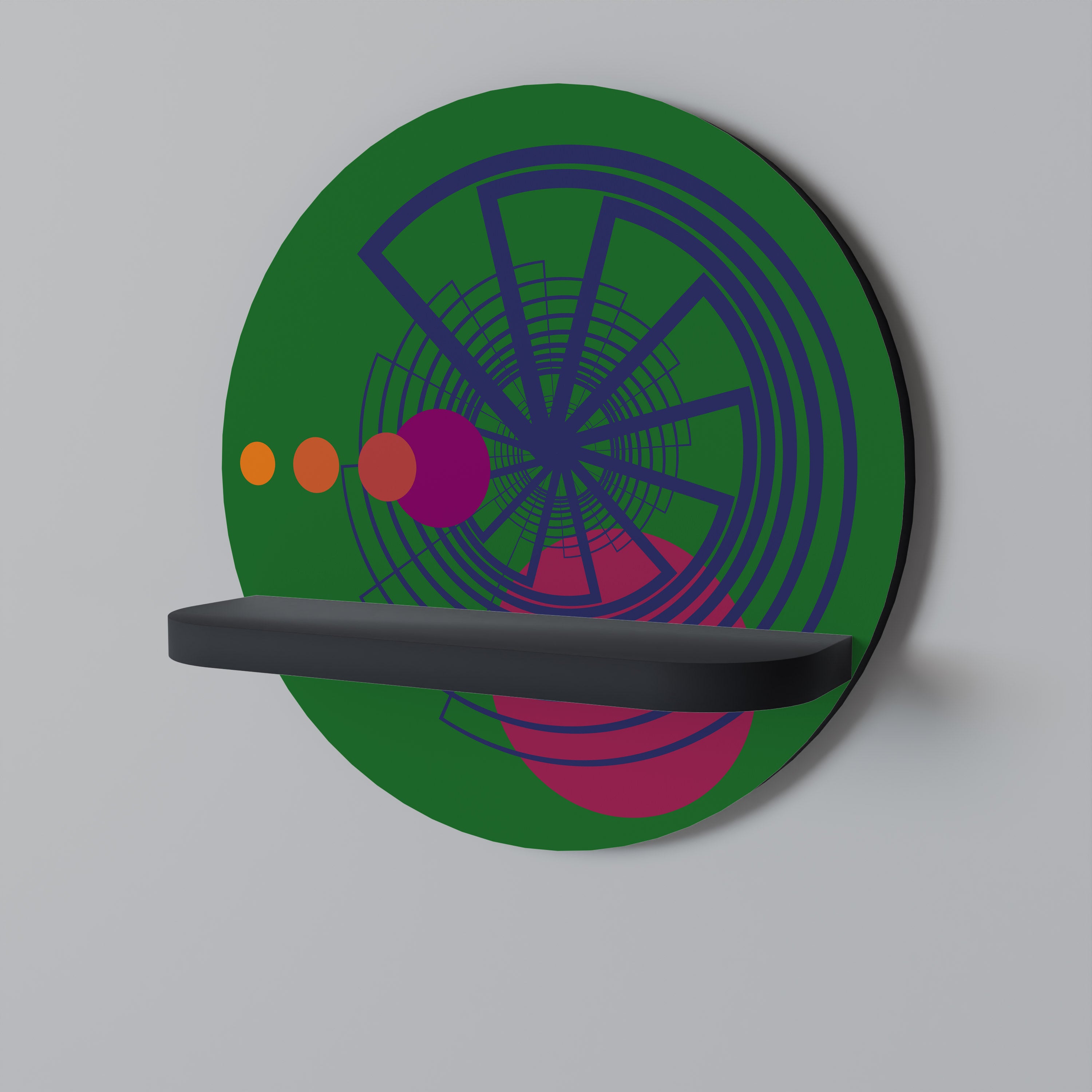 Estantería de arte redonda VIVID COLORWHEEL con acabado negro