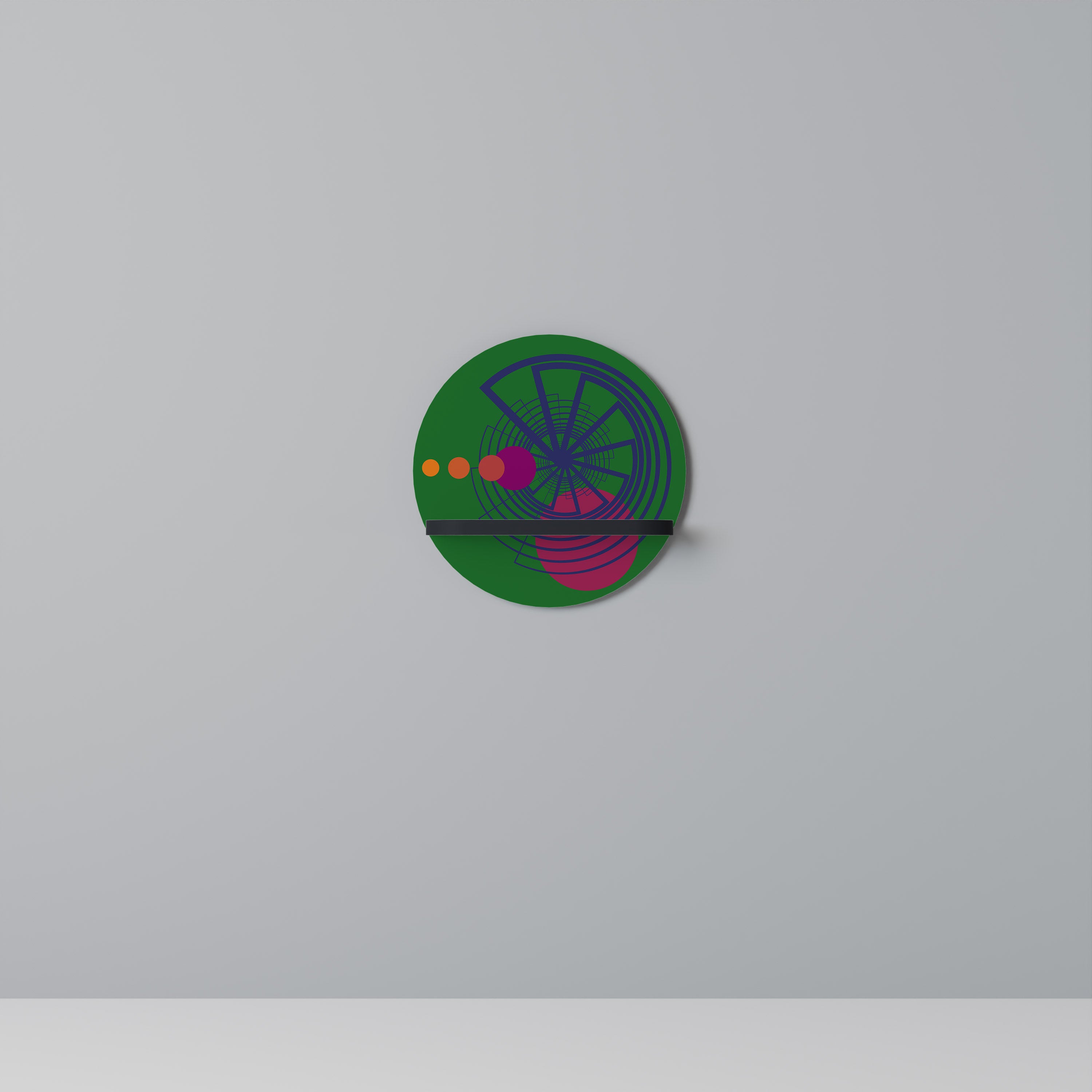 Estantería de arte redonda VIVID COLORWHEEL con acabado negro