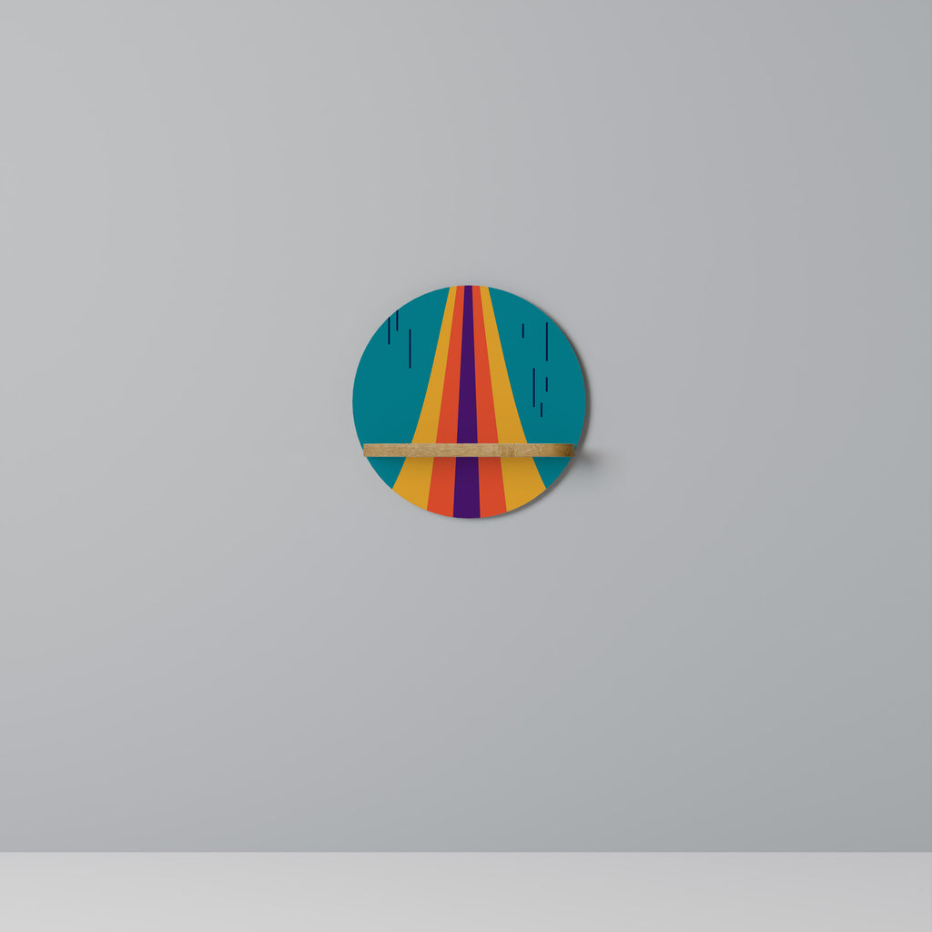 CHROMATIC DREAMSCAPE Round Art Shelf In Oak Effect