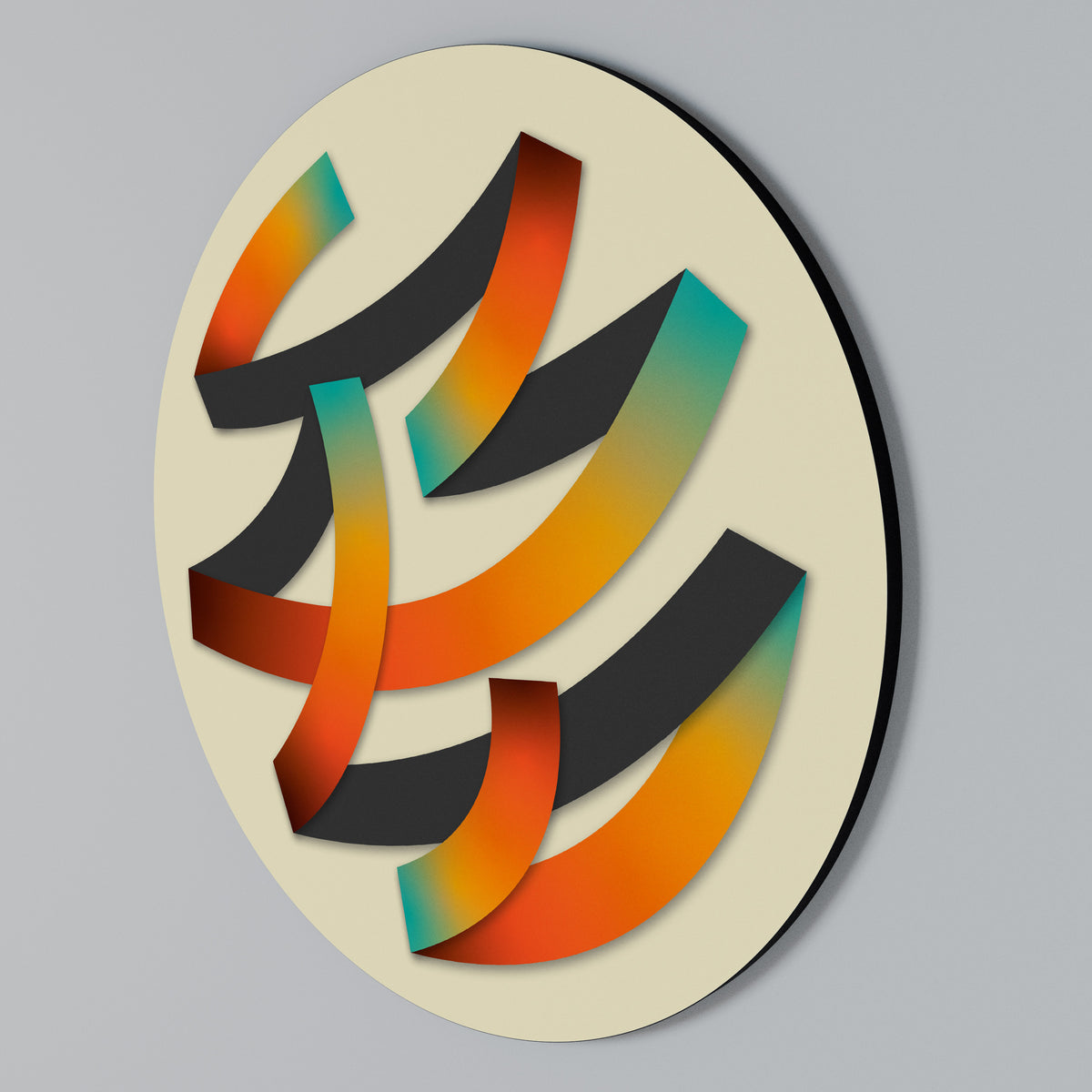 RIBBON REVERIE Arte de pared redondo