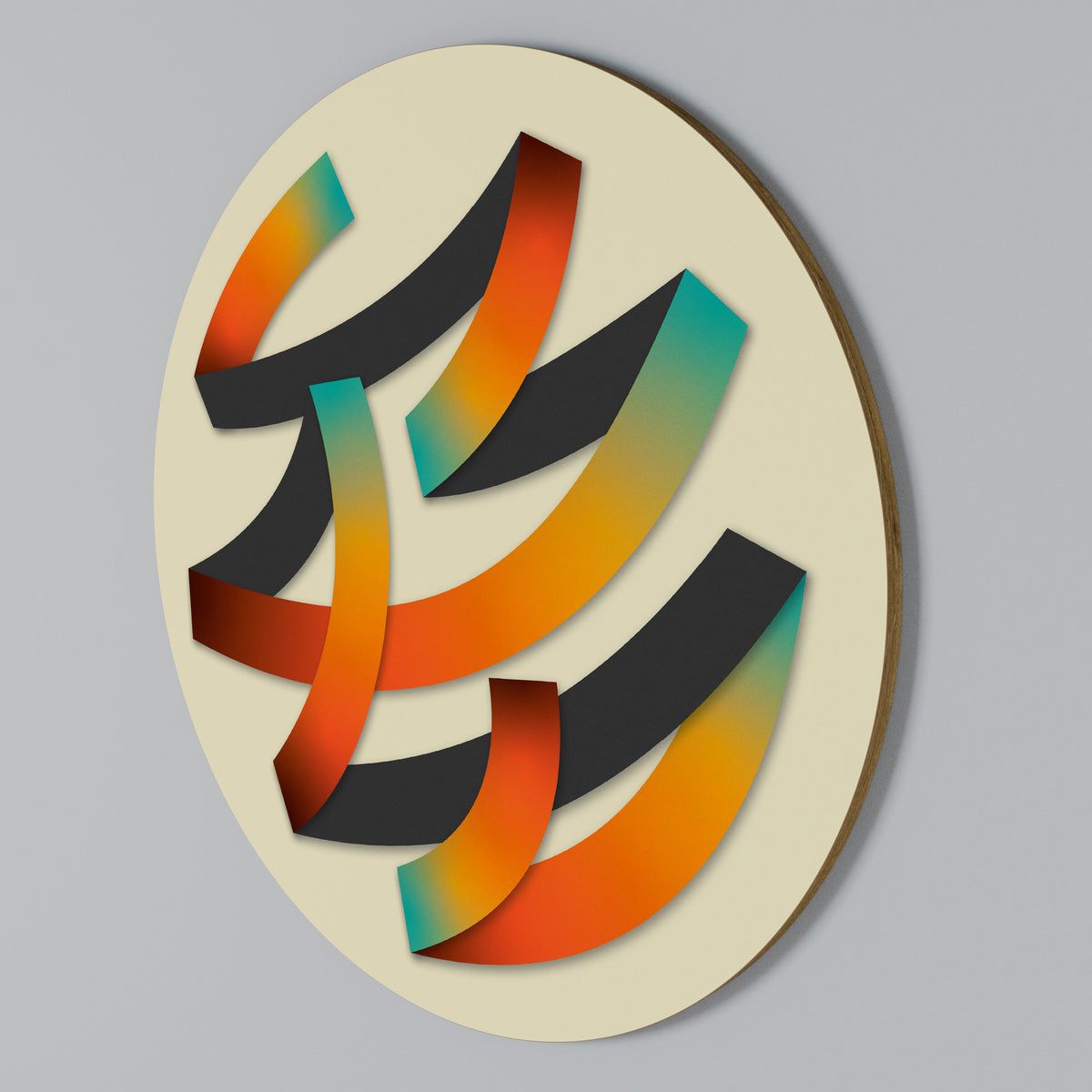 RIBBON REVERIE Arte de pared redondo