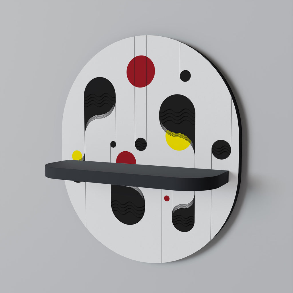 DOT-TO-DOT LULLABY Oval Art Shelf In Black Finish