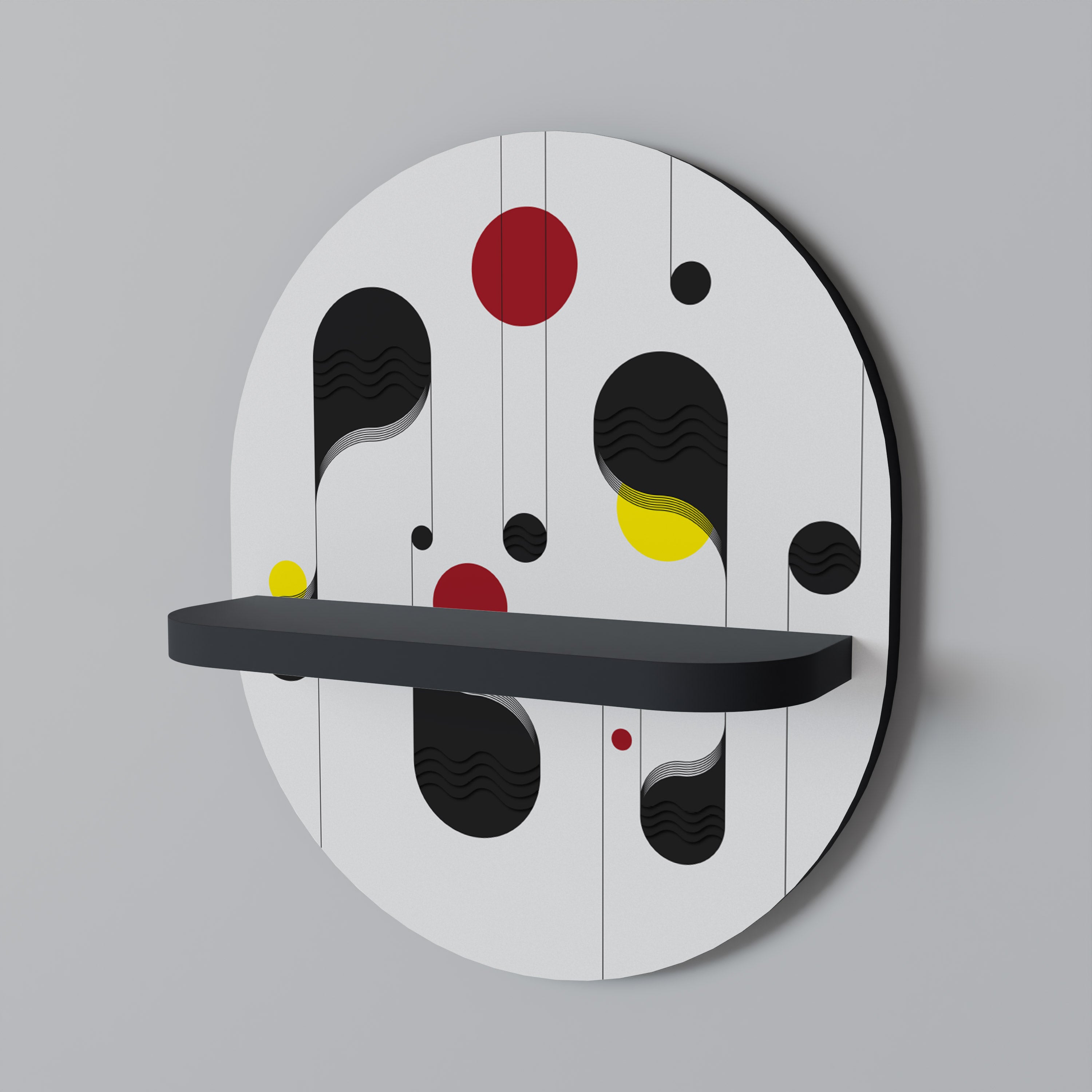 DOT-TO-DOT LULLABY Oval Art Shelf In Black Finish