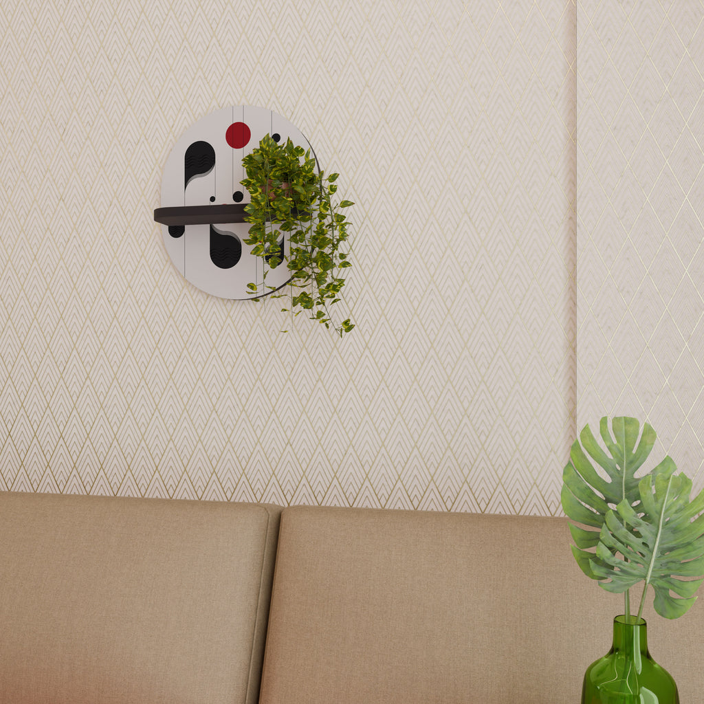DOT-TO-DOT LULLABY Oval Art Shelf In Black Finish
