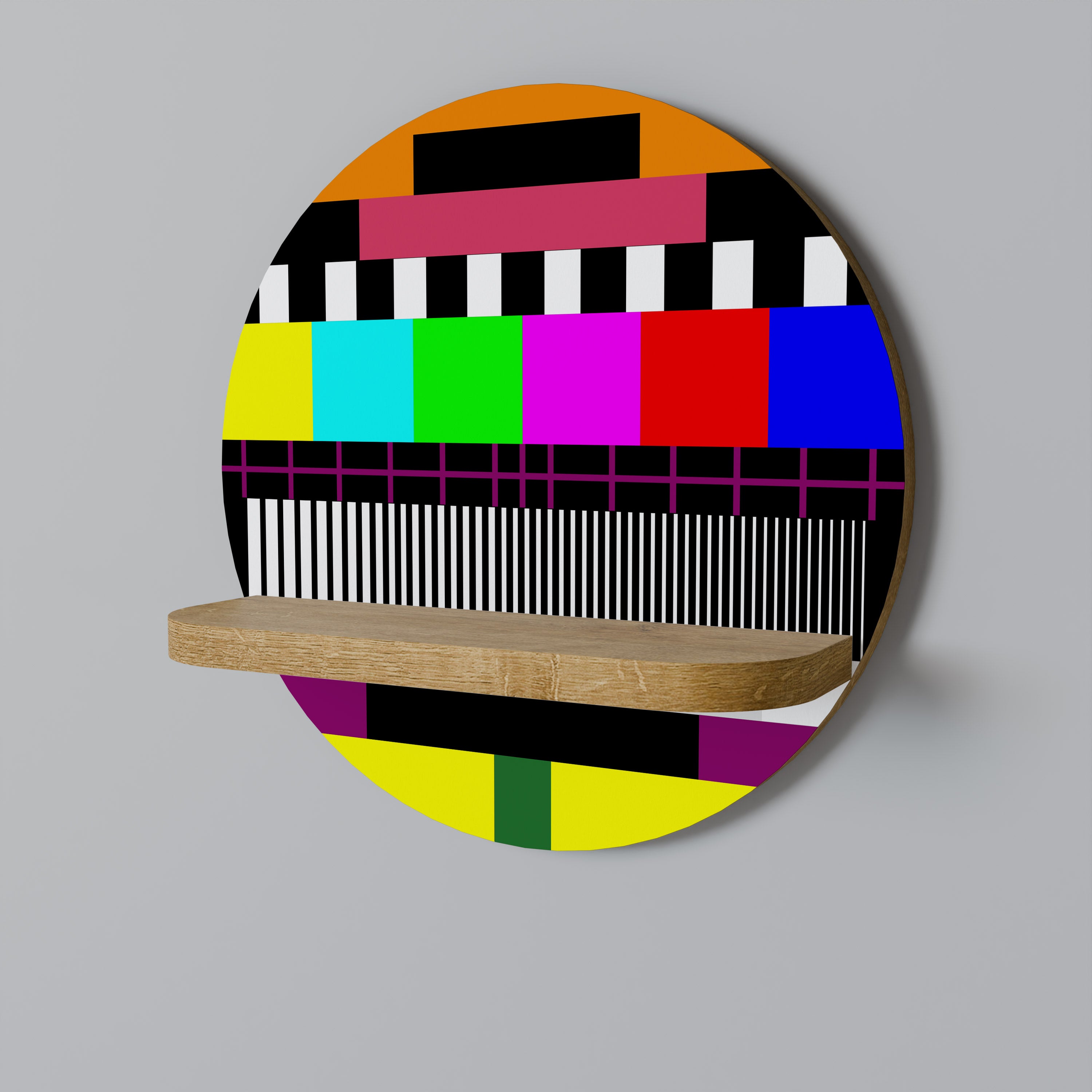 PHILIPS PATTERN Round Art Shelf In Oak Effect