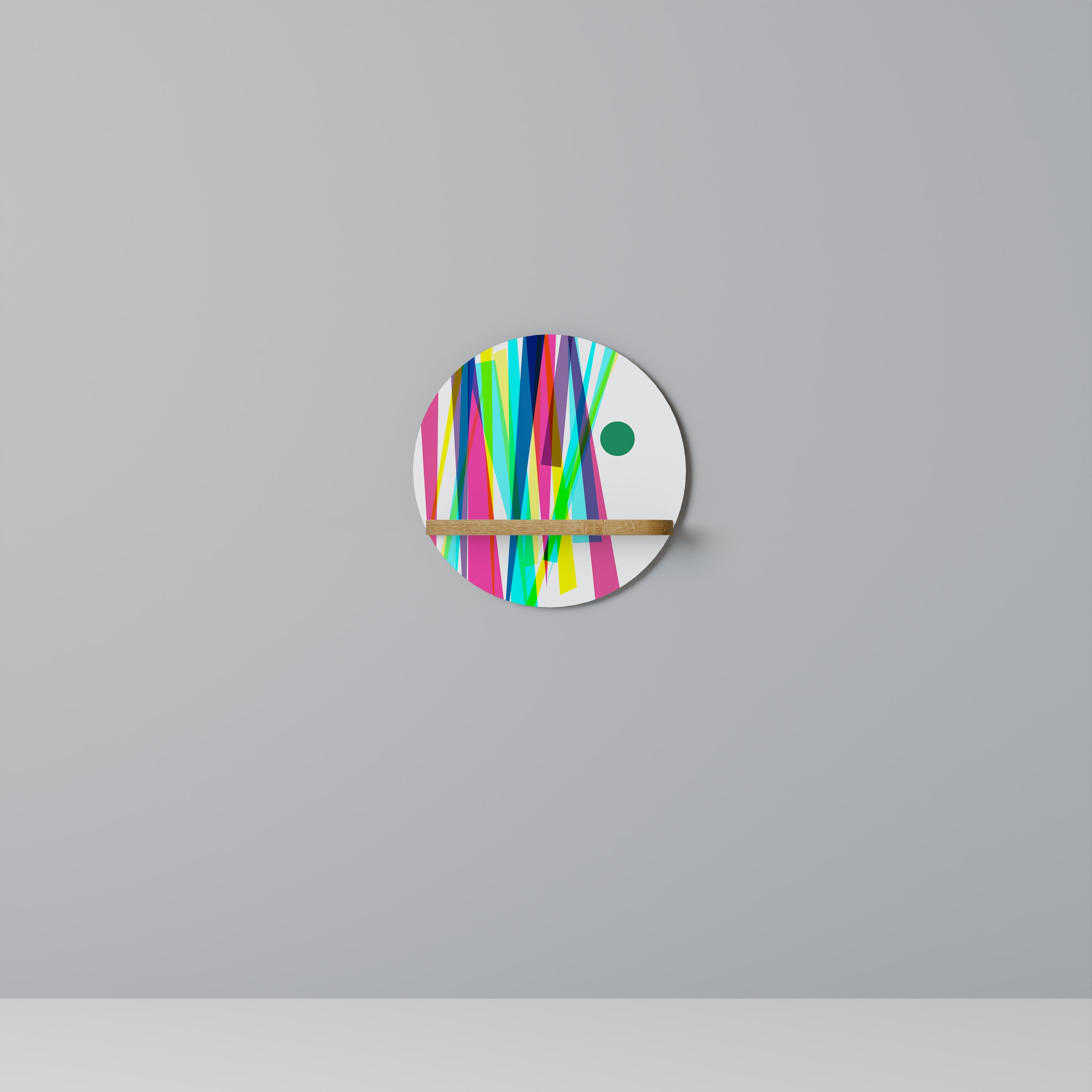 Estantería artística redonda WHIMSY NEON con efecto roble