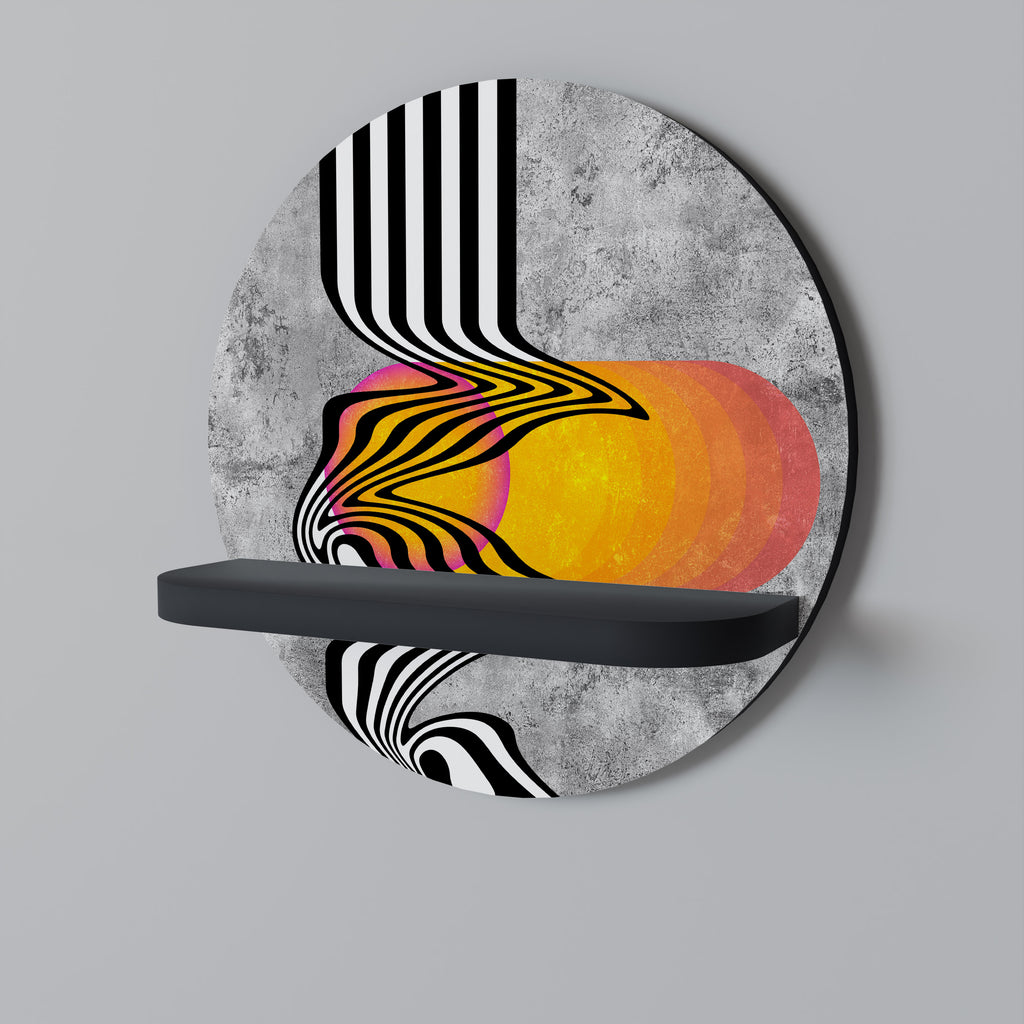 Estantería de arte redonda WHIMSICAL WAVES con acabado negro