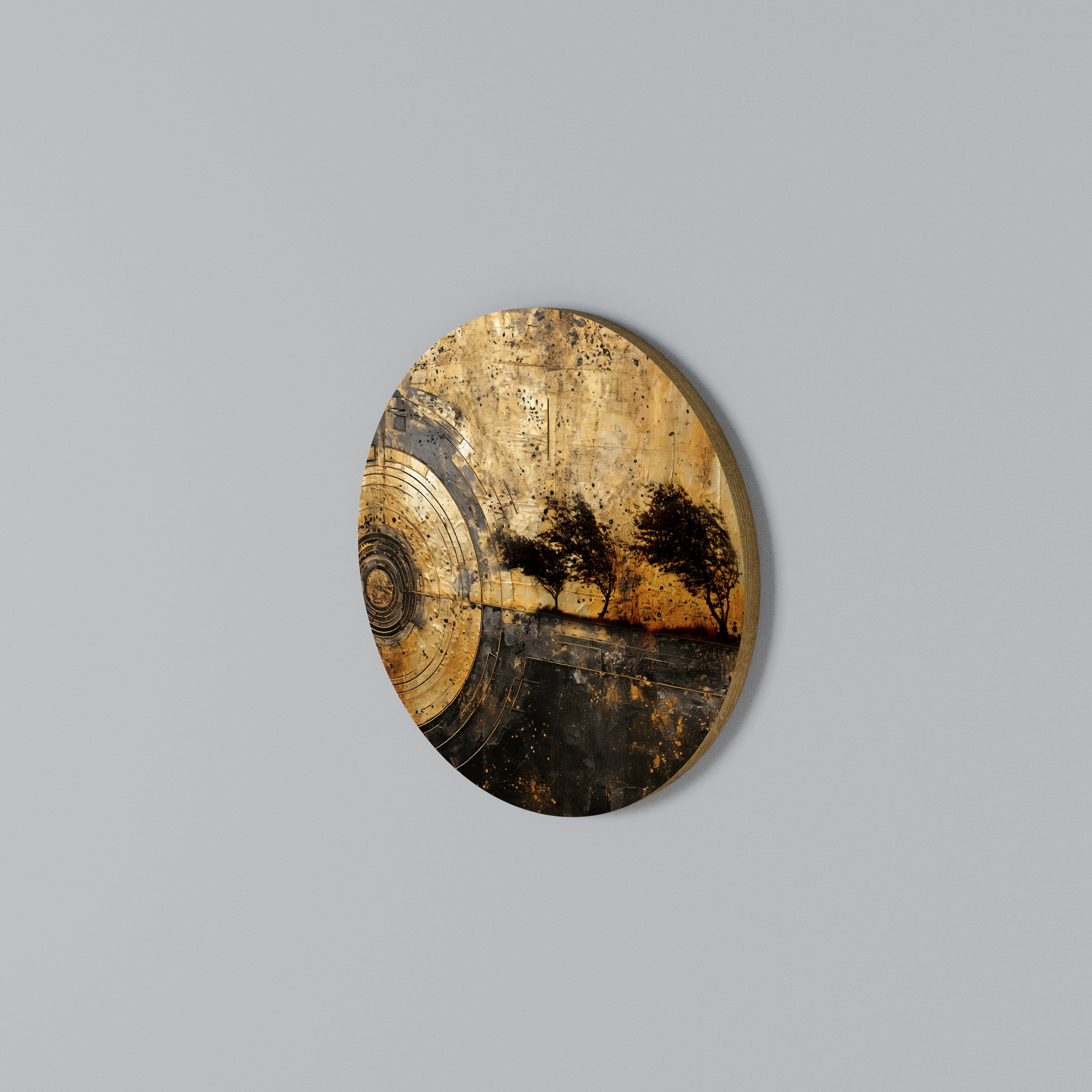 COPPERY EARTHQUAKE Round Wall Art
