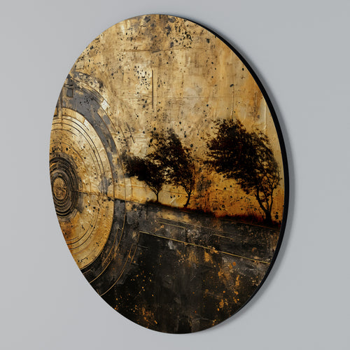 COPPERY EARTHQUAKE Round Wall Art