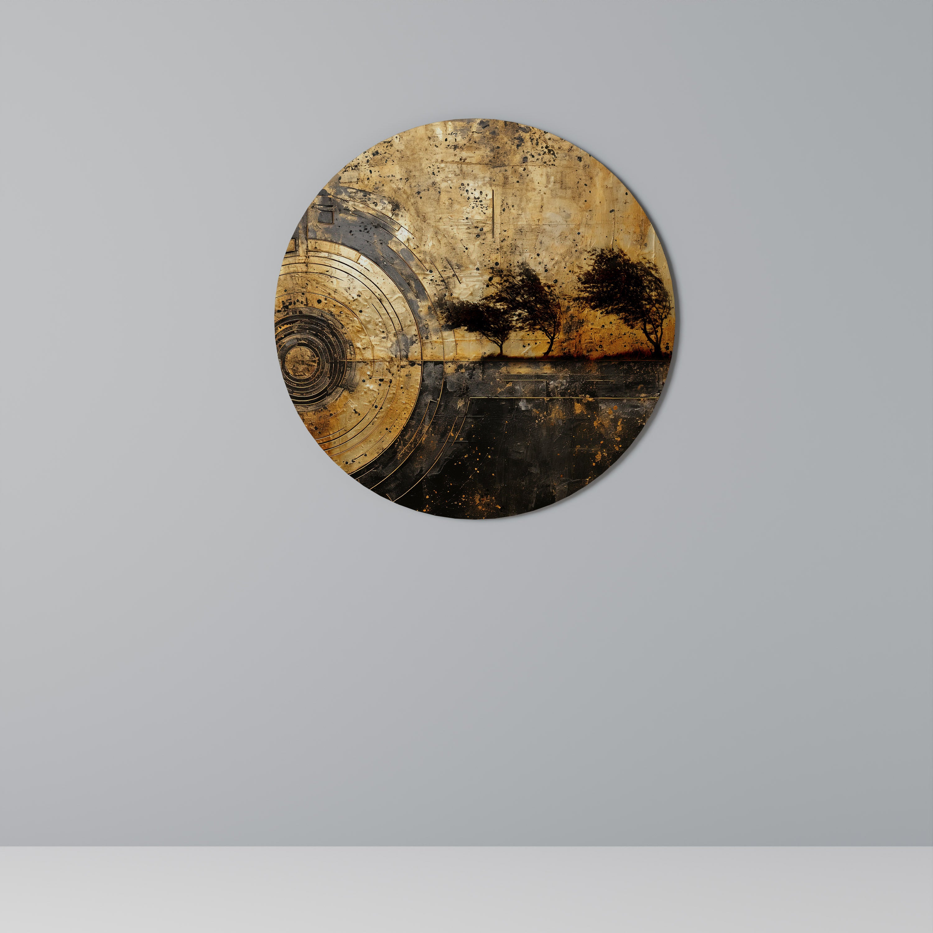 COPPERY EARTHQUAKE Round Wall Art