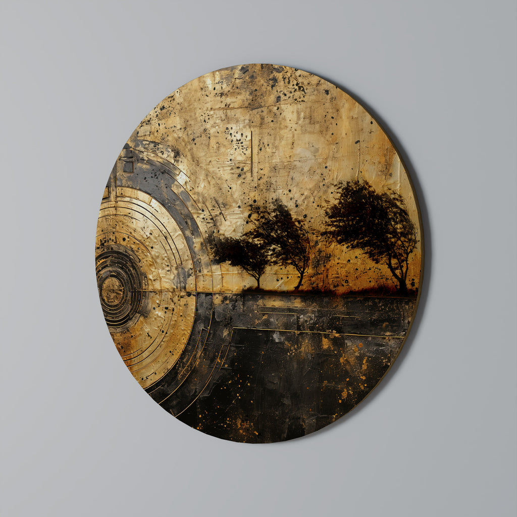 COPPERY EARTHQUAKE Round Wall Art