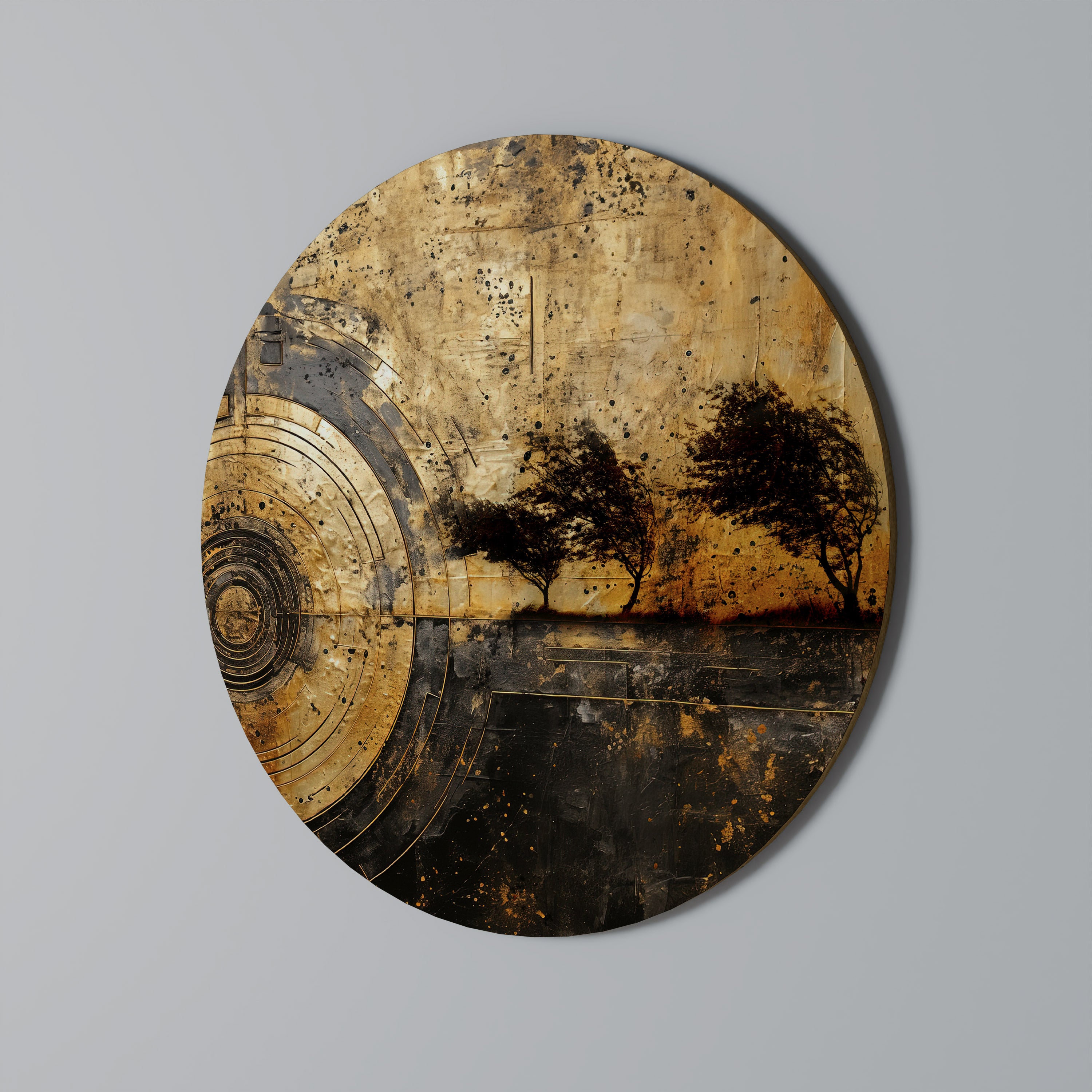 COPPERY EARTHQUAKE Round Wall Art