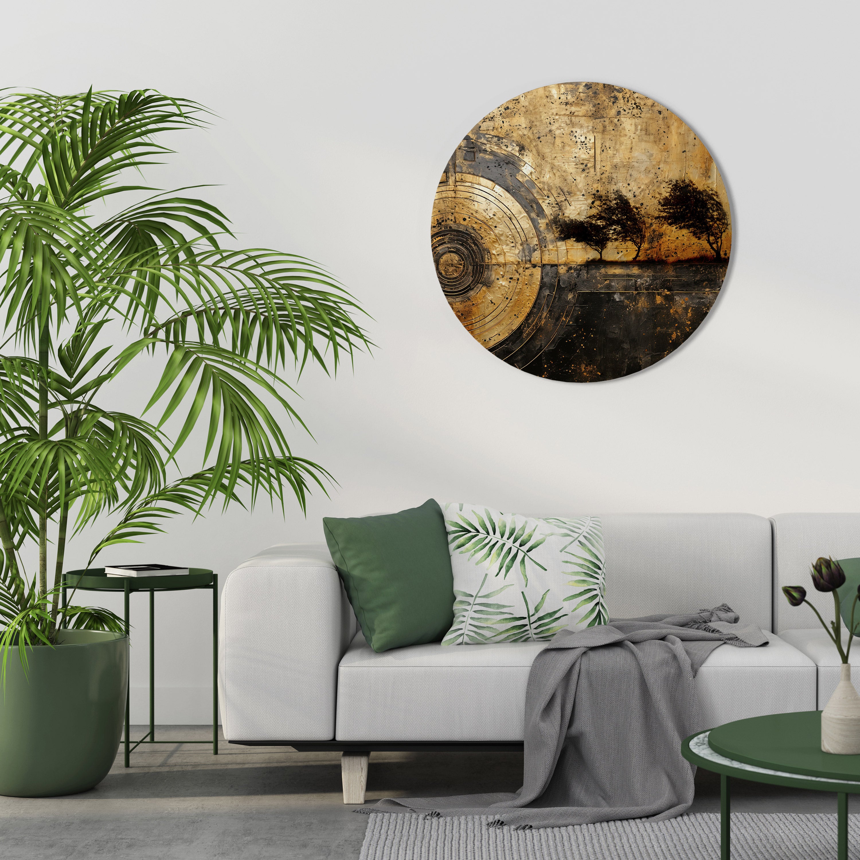 COPPERY EARTHQUAKE Round Wall Art