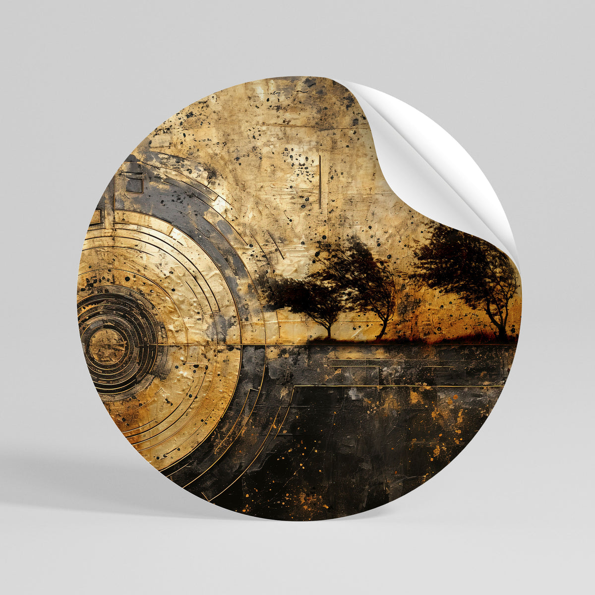 COPPERY EARTHQUAKE Peel and Stick Round Sticker