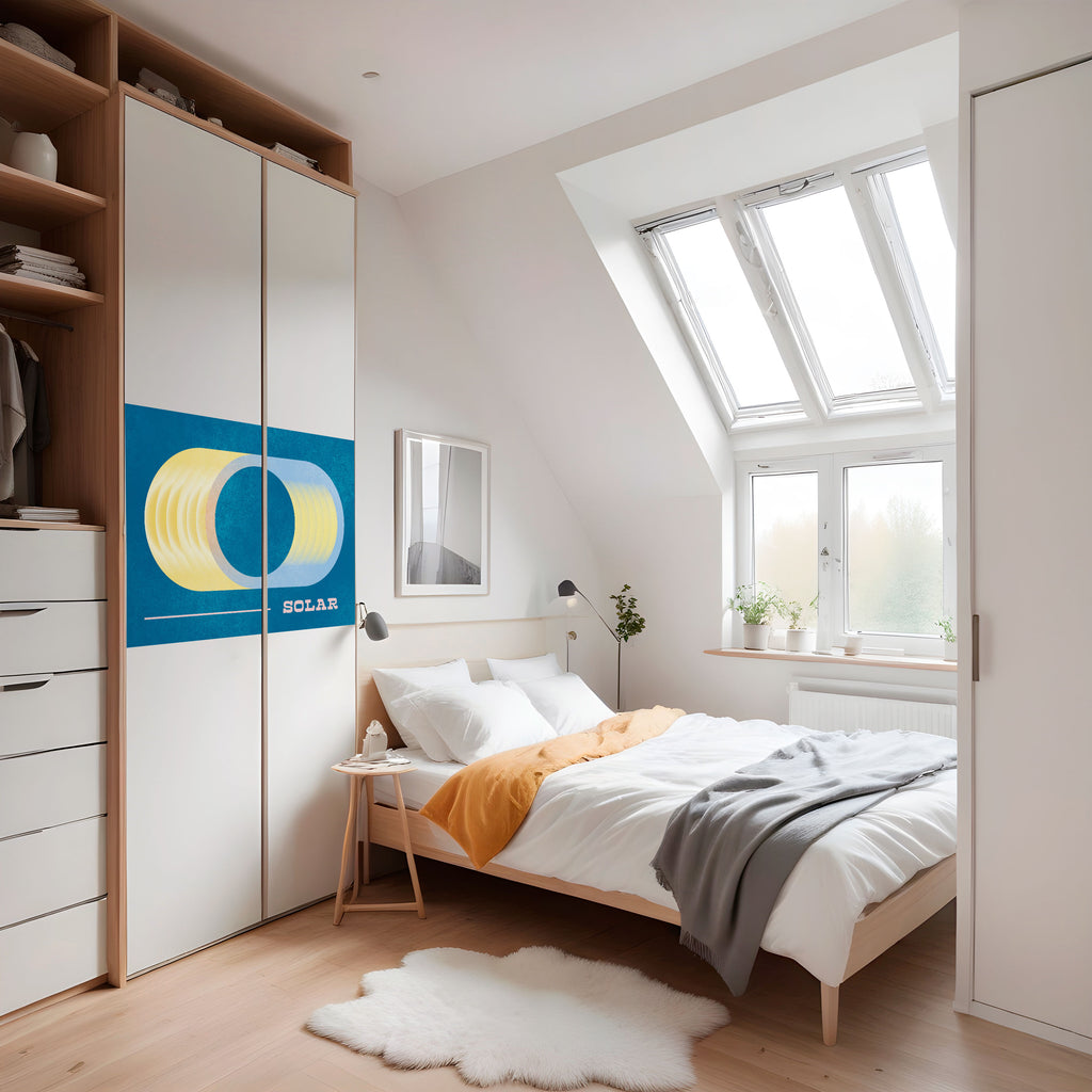 Póster horizontal autoadhesivo con apertura solar