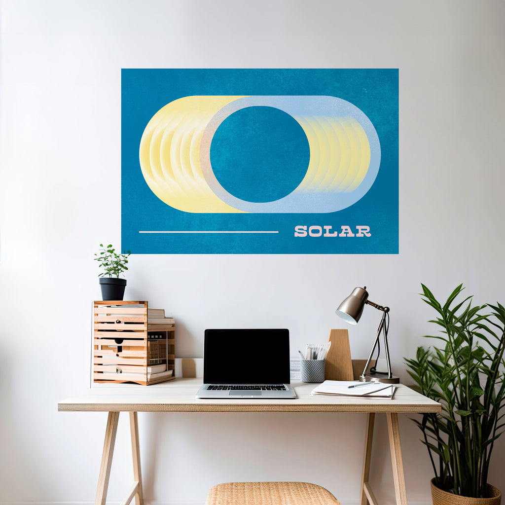 Póster horizontal autoadhesivo con apertura solar