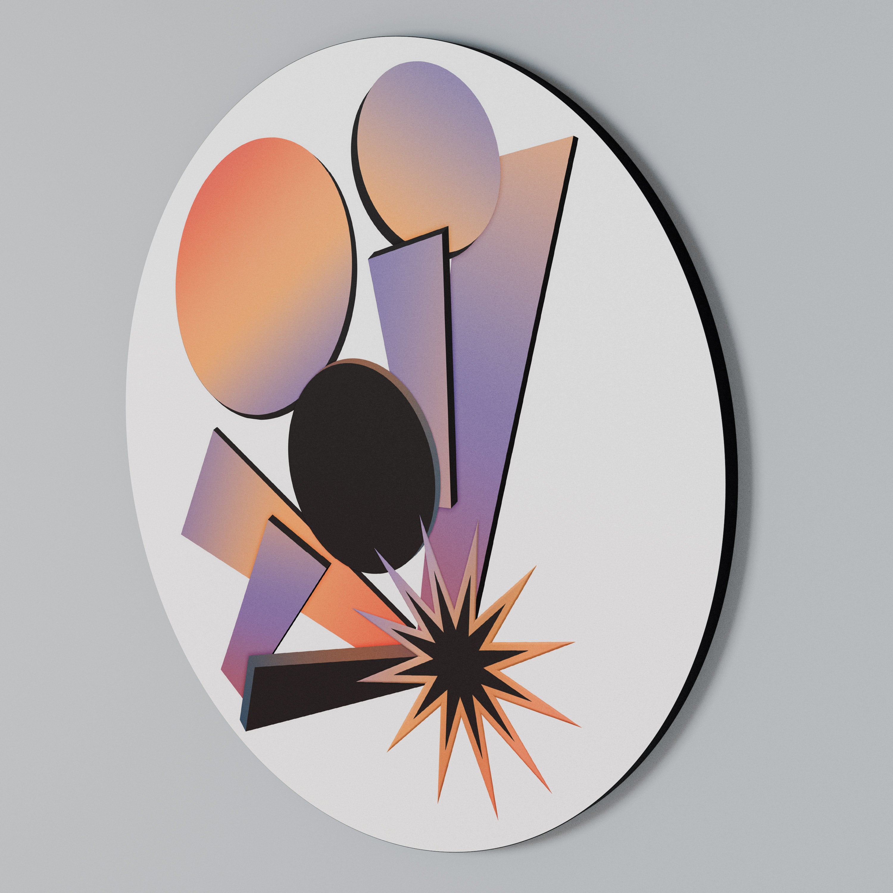ANGULAR ARTISTRY Round Wall Art