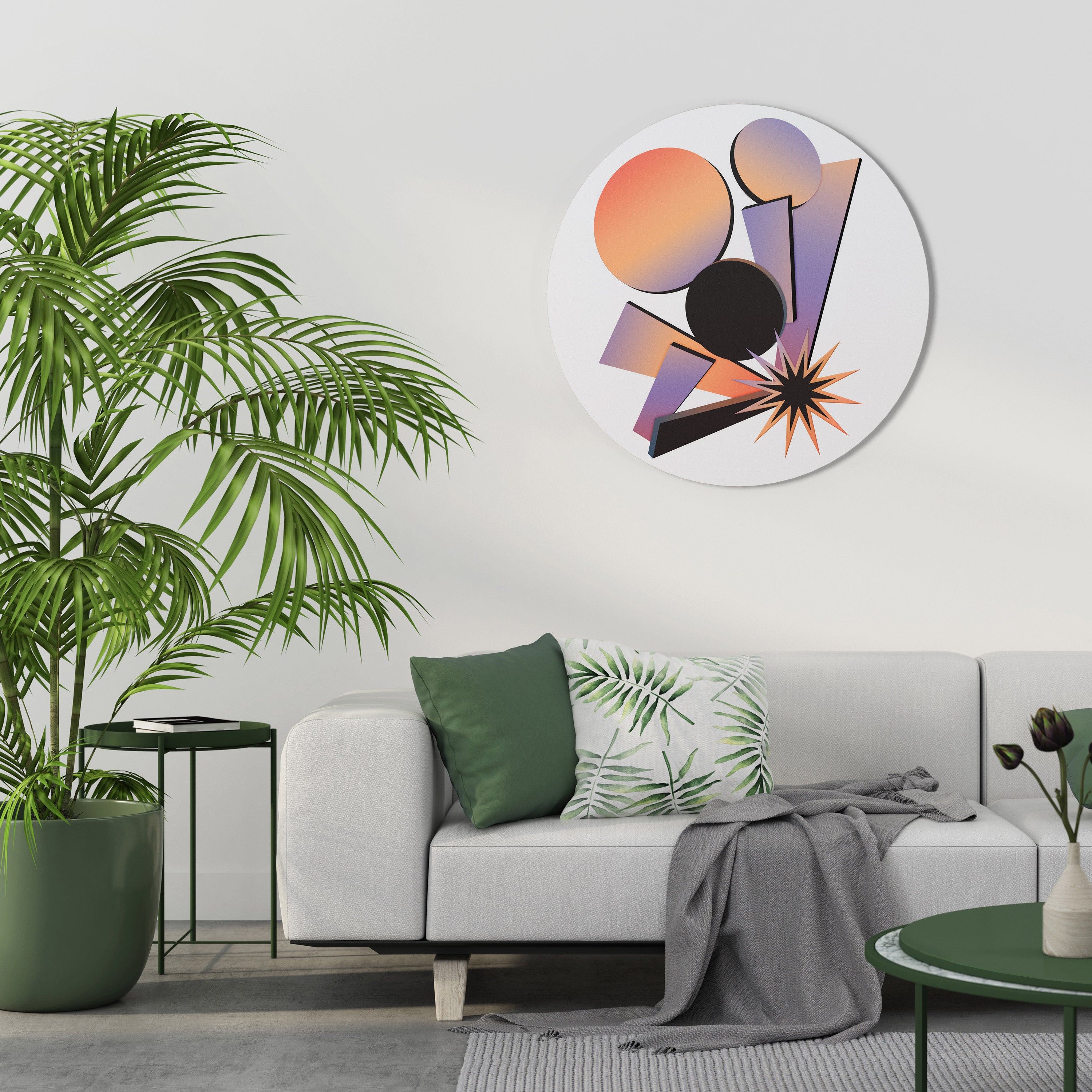 ANGULAR ARTISTRY Round Wall Art