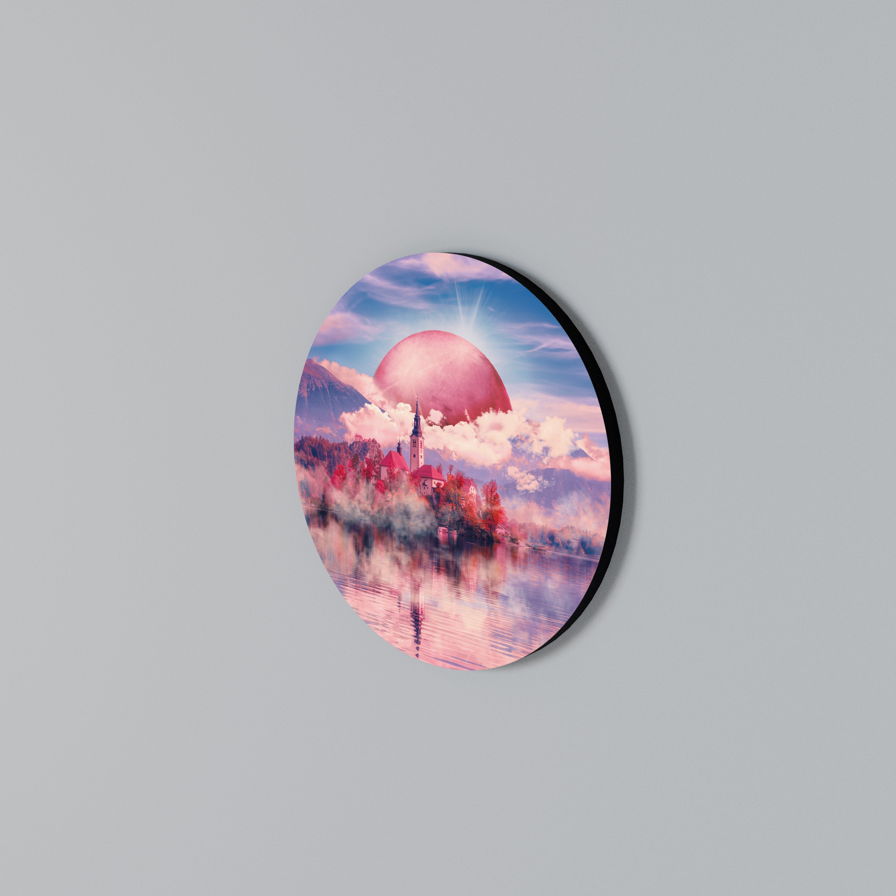 MARS OVER THE BLED LAKE Round Wall Art