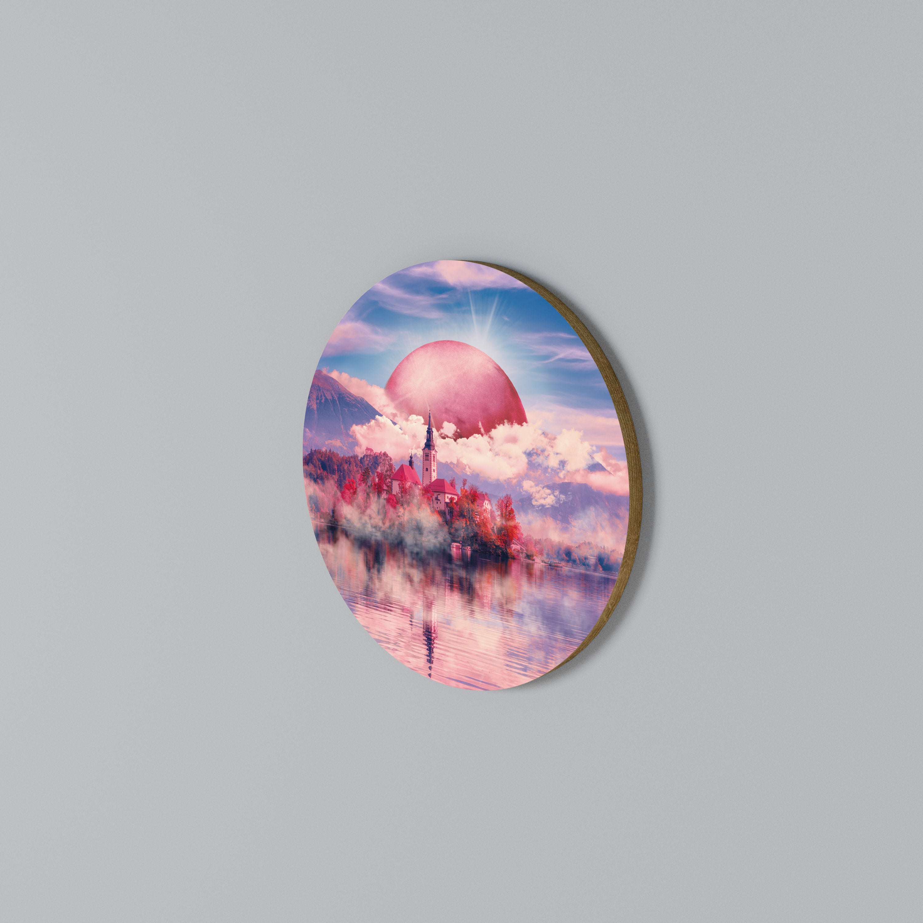 MARS OVER THE BLED LAKE Round Wall Art